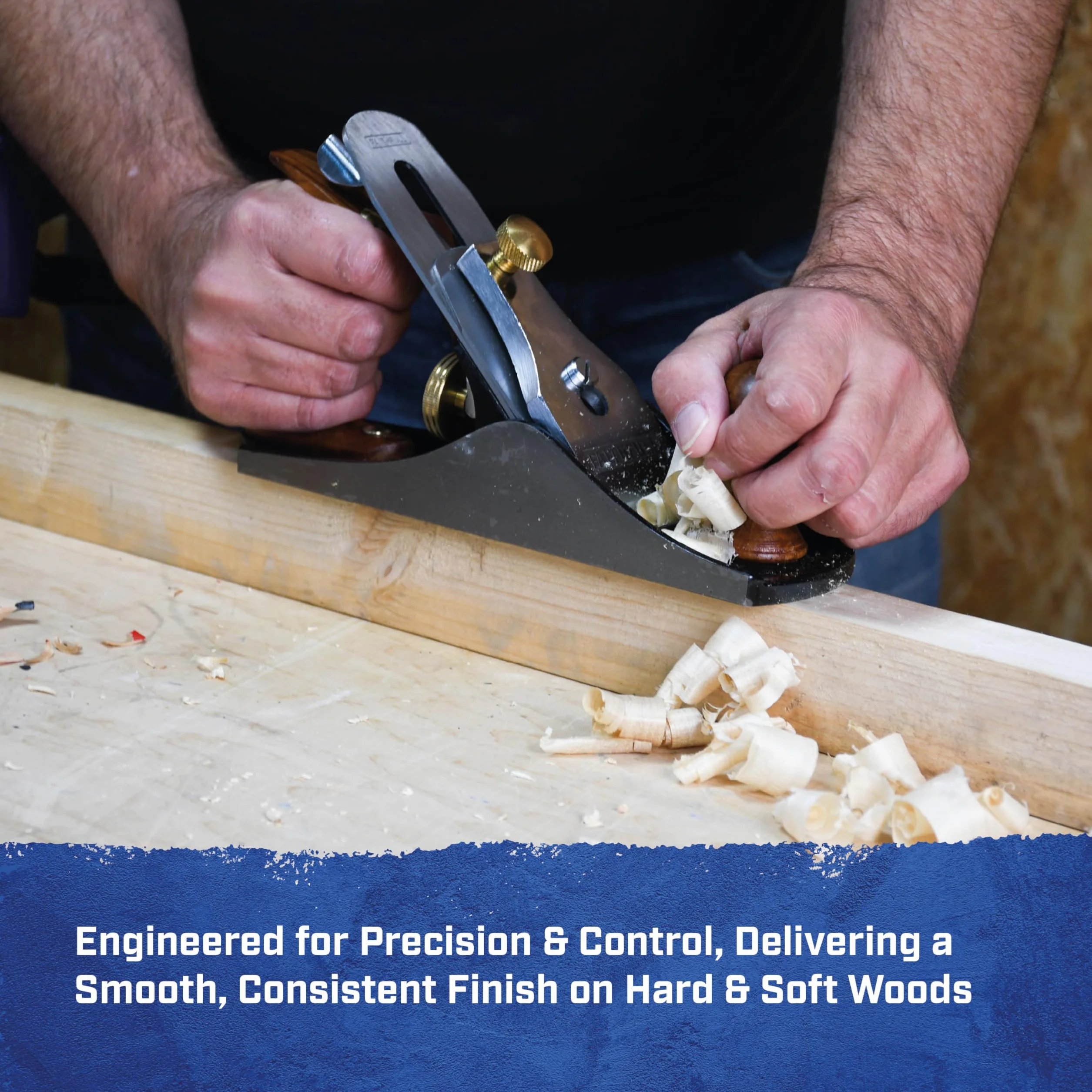 Rabot de finition Faithfull n° 3 – Rabot à bois en fonte usinée avec précision pour bois durs et tendres, ébénisterie, menuiserie et lissage