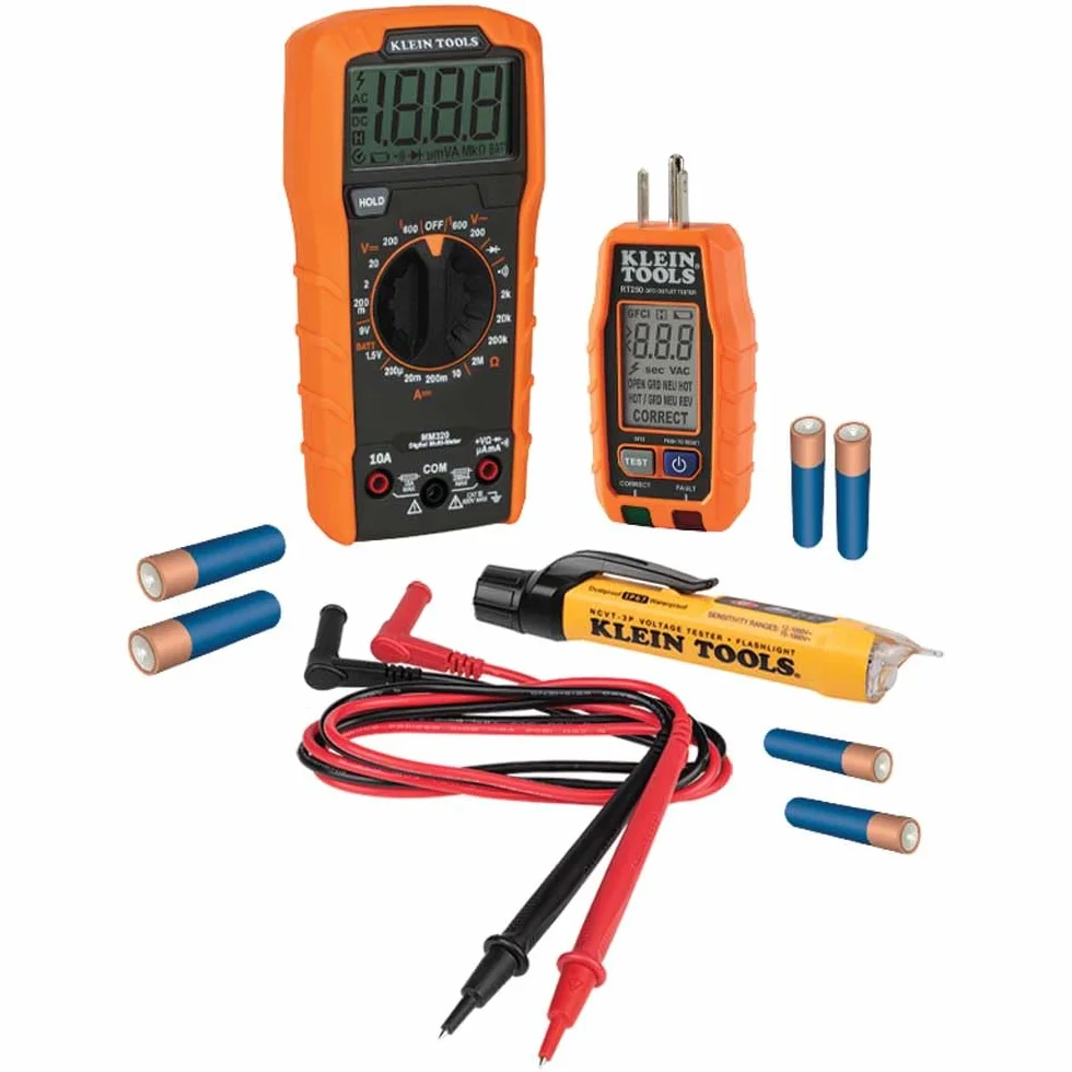 Digital Multimeter Premium Electrical Test Kit with Non-Contact Voltage Tester, Receptacle Tester, Test Leads Klein Tools 69355