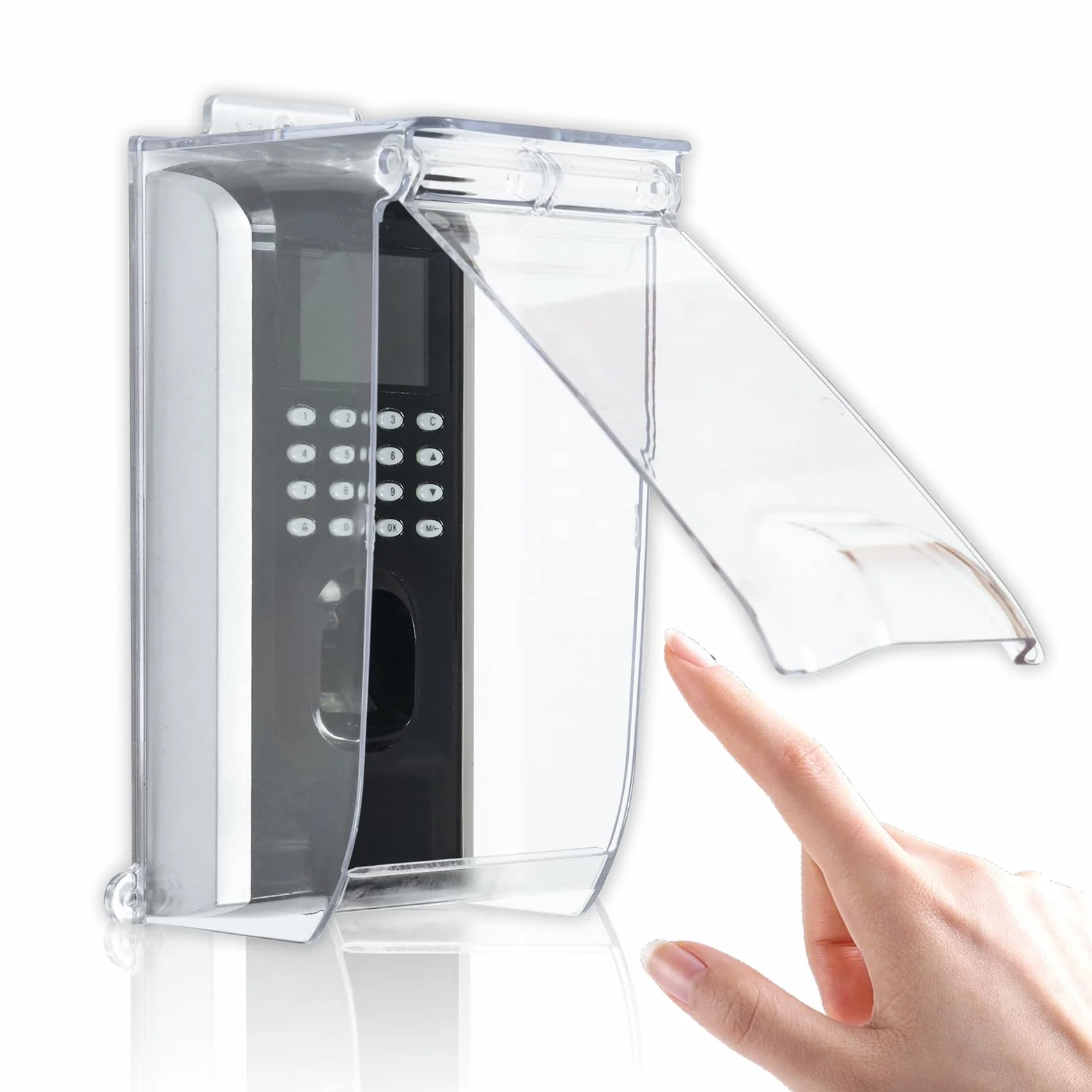 Cubierta Transparente para Timbre con Tapa abatible contra la Lluvia, protección contra la Intemperie, Cubierta de Control de Acceso con Huellas Dactilares, Compatible con Timbre con Video/b