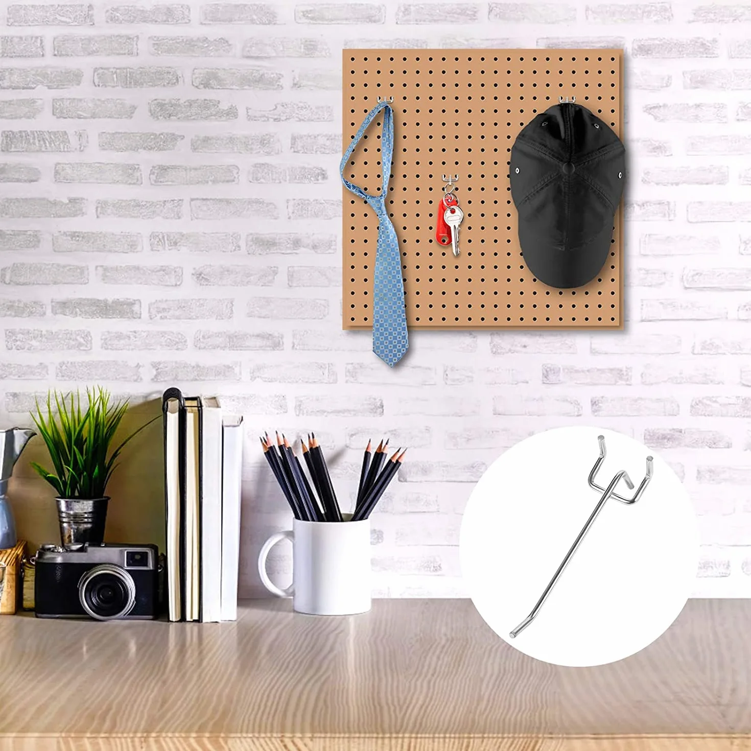 Accesorios para Tablero Perforado, Ganchos, 50 Piezas (5cm+10cm) para Exposición y Herramientas