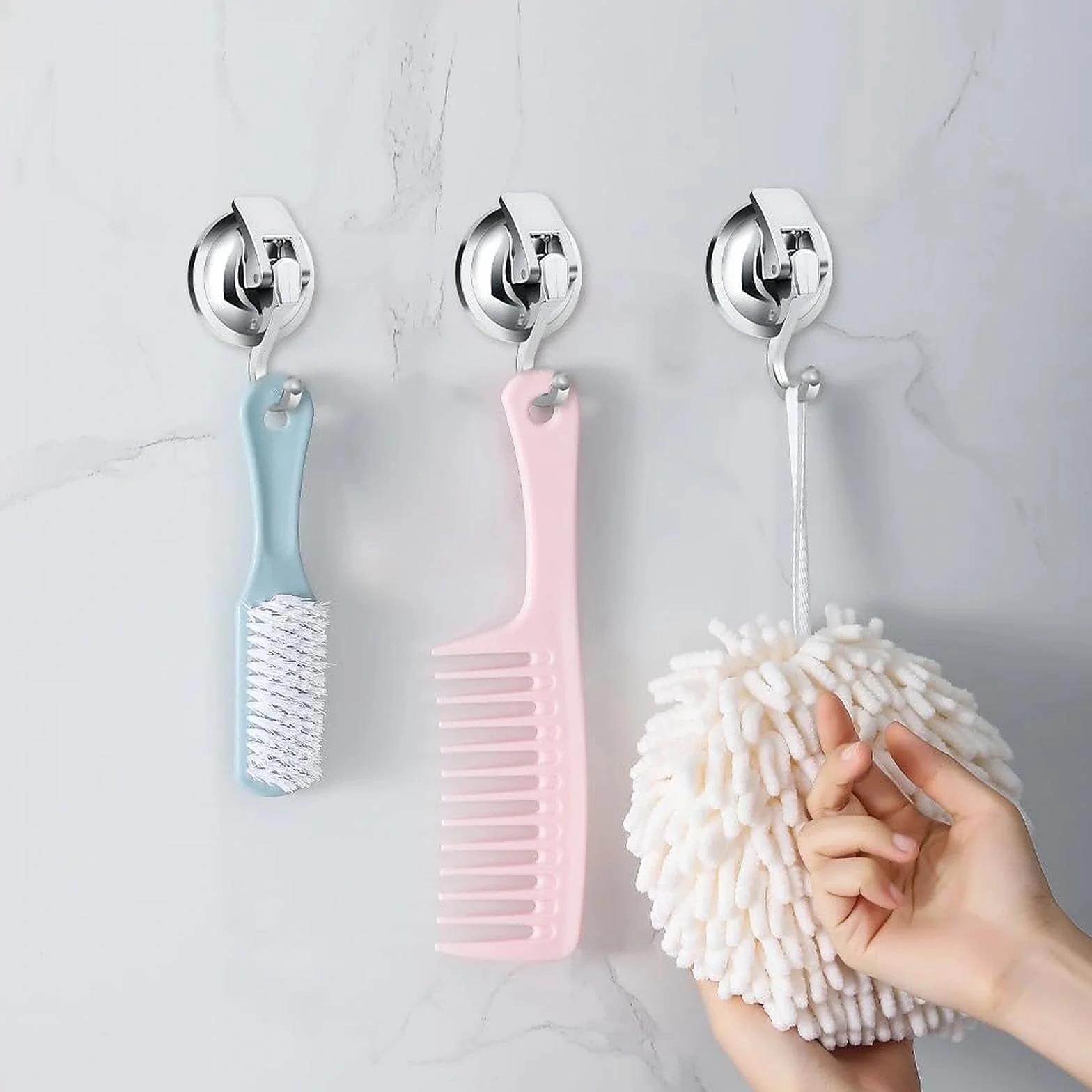 Ganchos Ventosa para Pared Baño, 3 Piezas Gancho Ventosa Vacio Sin Agujeros Ganchos Ventosa Súper Fuerte Ganchos Pared Puerta Impermeable Ganchos Succion de Plástico para Colgar Toallas Cocina Ducha