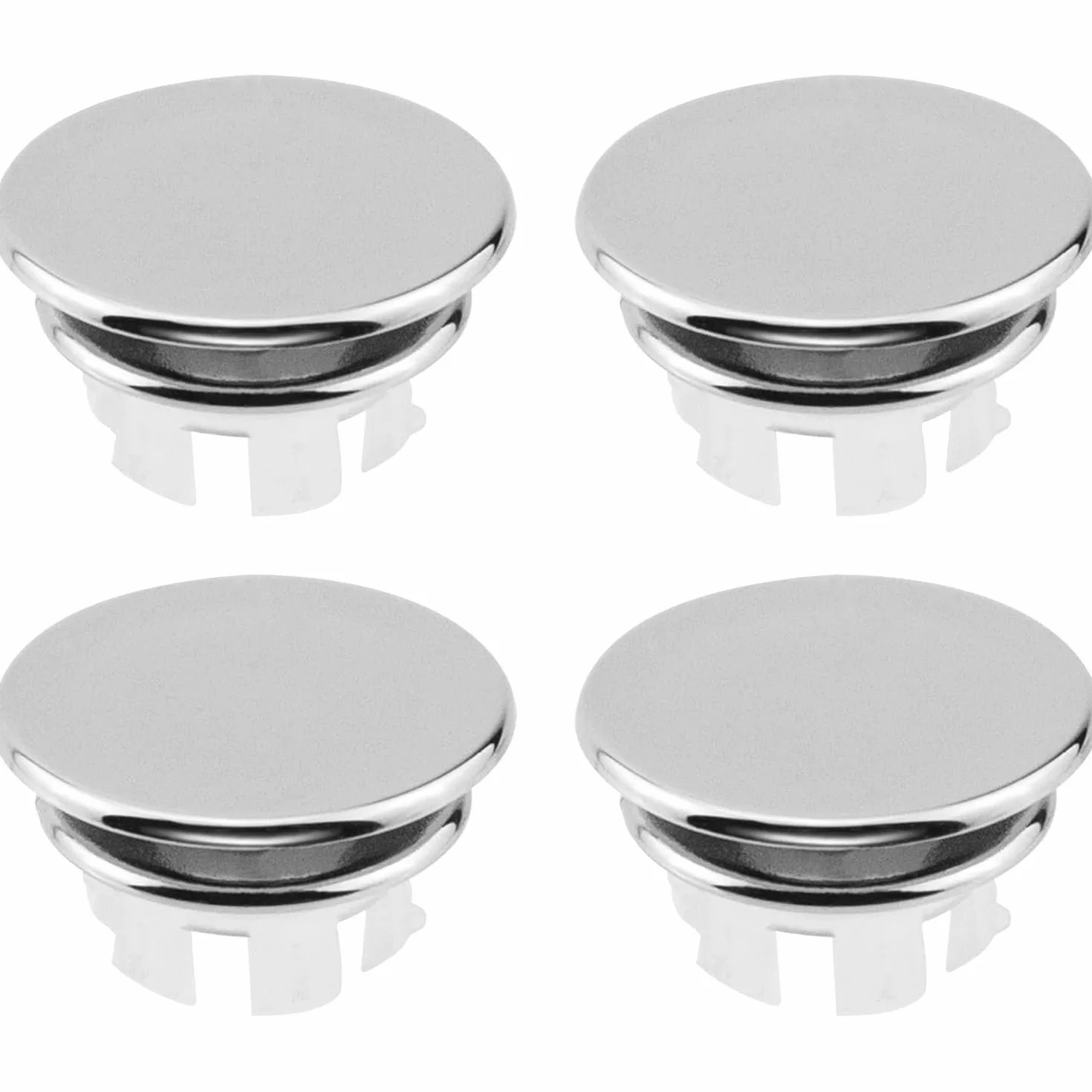 Juego de 4 cubiertas de desbordamiento para fregadero, anillo redondo plateado