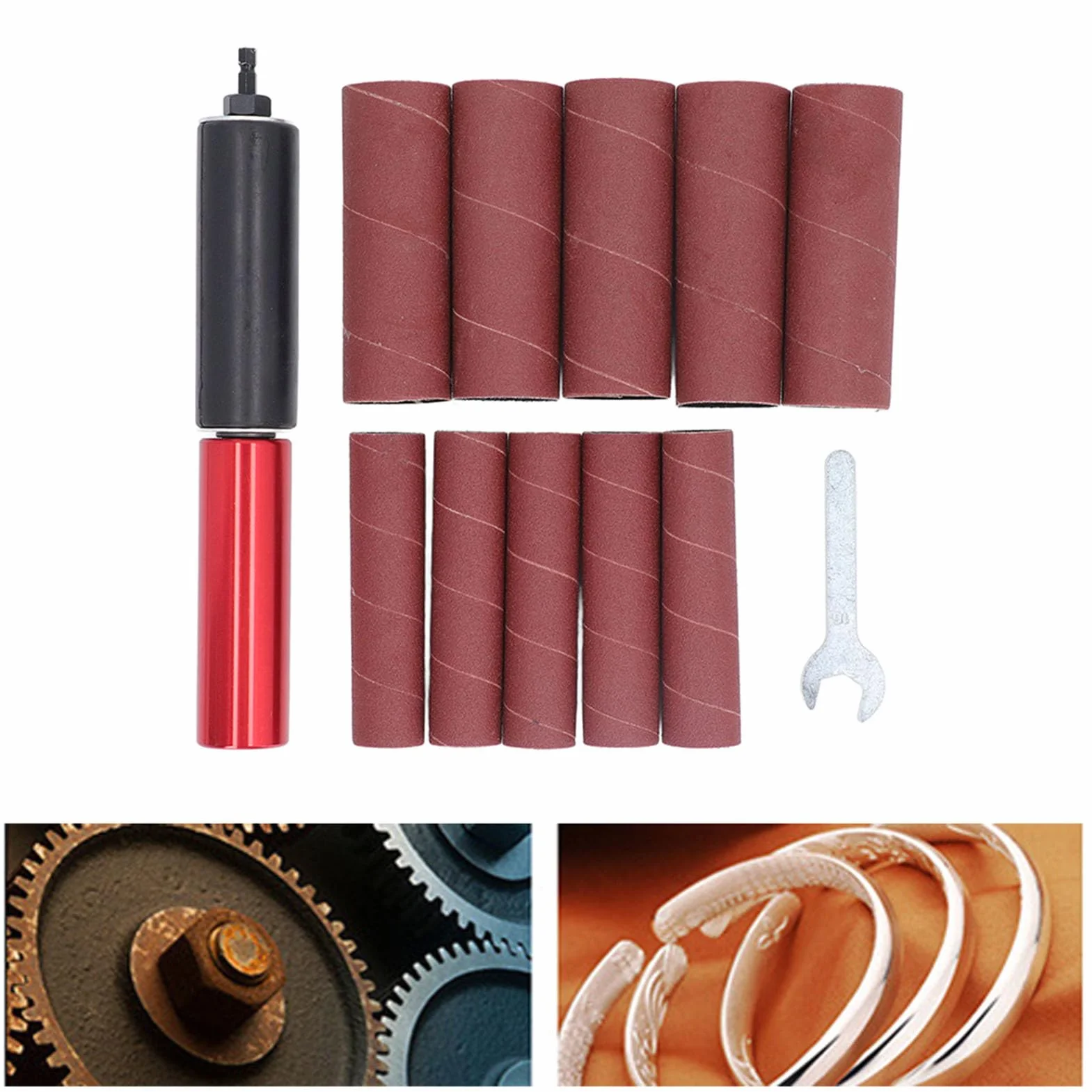 Kit de Tambor de Lijado con Prensa de Taladro de 1 tambour poncage perceuse 5 Pulgadas lija para taladro Estuche de Transporte para Herramientas, Adaptador de Lijadoras de rodillo