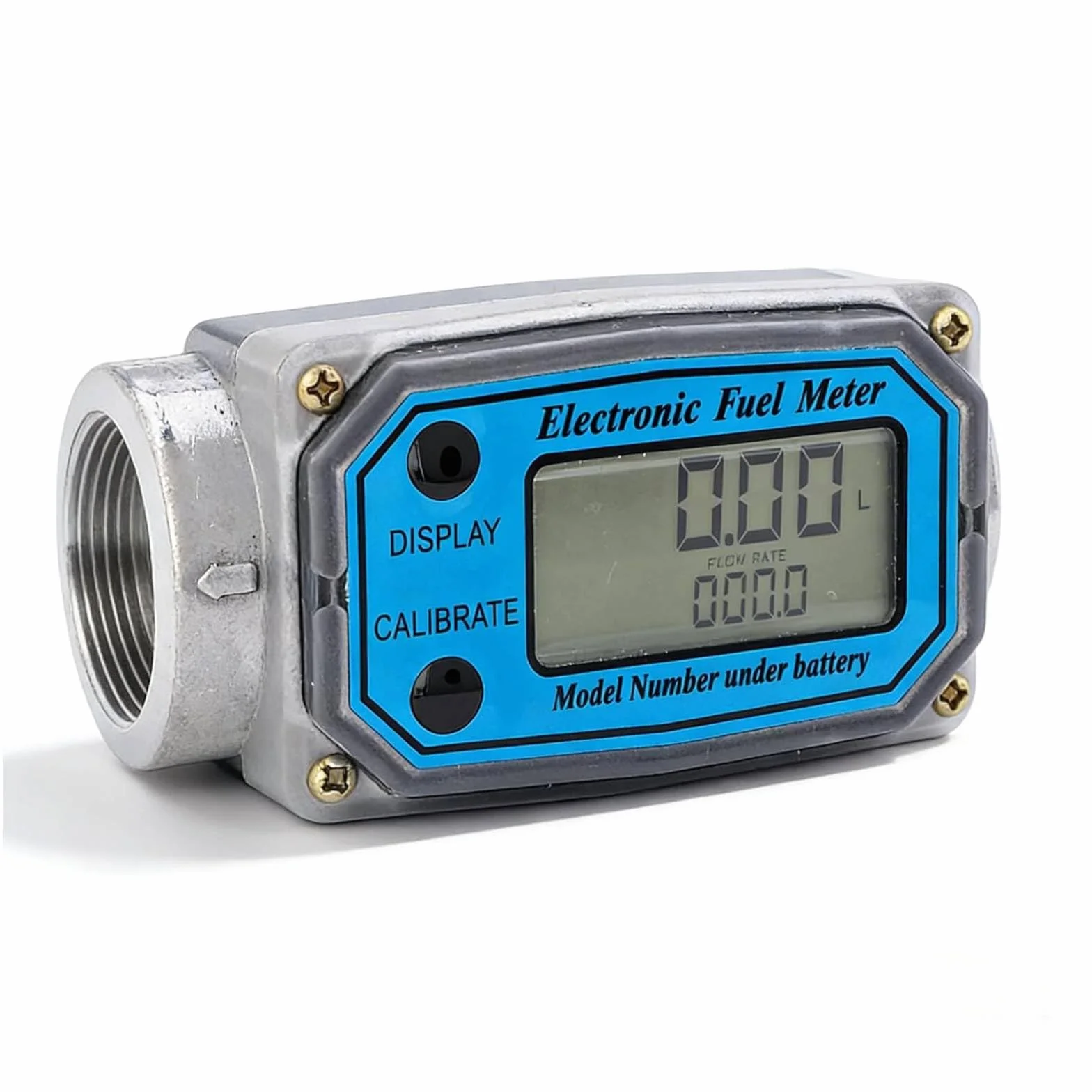 15-120L 1" NPT Medidor Flujo Agua de Turbina Digital, Medidor de Caudal de Combustible con Pantalla LCD, NPT 15-120 l/min, Medidor de Caudal de Turbina de 1 Pulgada, para Diésel Queroseno y Gasolina