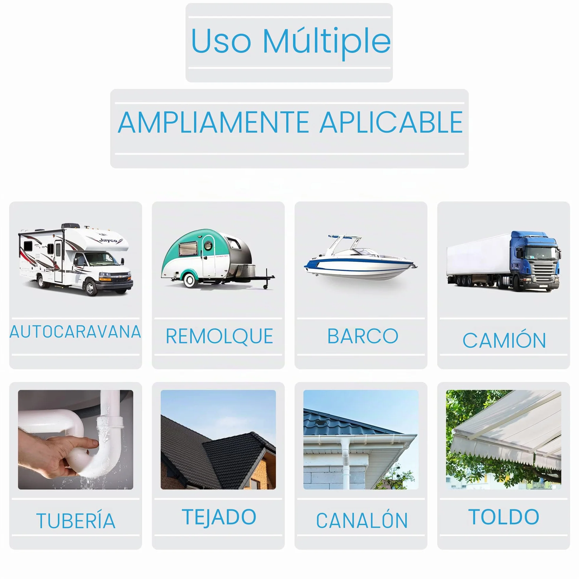 CANOPUS Cinta Butilo con Rollo, para RV, Caravana, Camping Car, Blanco, 10 cm x 15 m