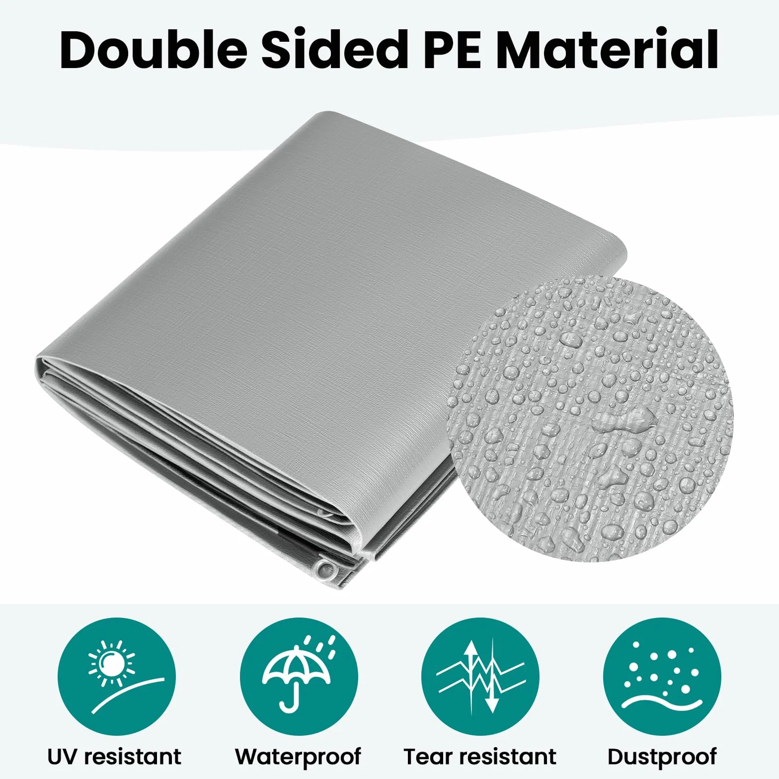 WOLTU Lona Impermeable Exterior PE 280g/m², Lona de Protección Toldo con Ojales de Aluminio, Resistente a Los Rayos UV Desgarros, Multiusos para Muebles Jardín Piscina Coche,Gris-Negro 3x3m