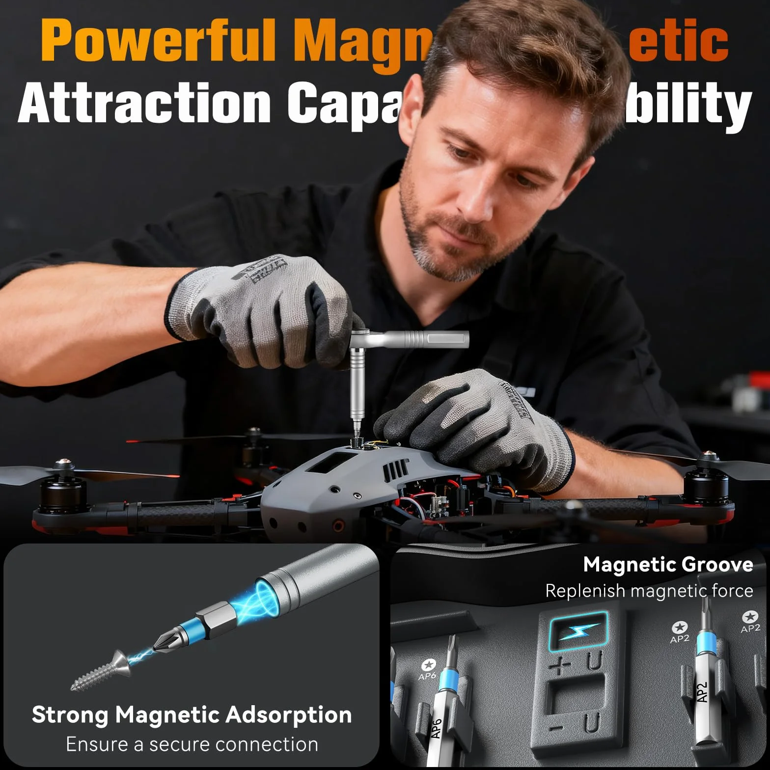 Housolution 66 en 1 Set de Destornillador de Trenza, Mango Desmontable, Cabeza 6,2°, Bits de Acero S2 Combinables, Kit Portátil para Muebles, Ordenadores, Bicicletas, DIY