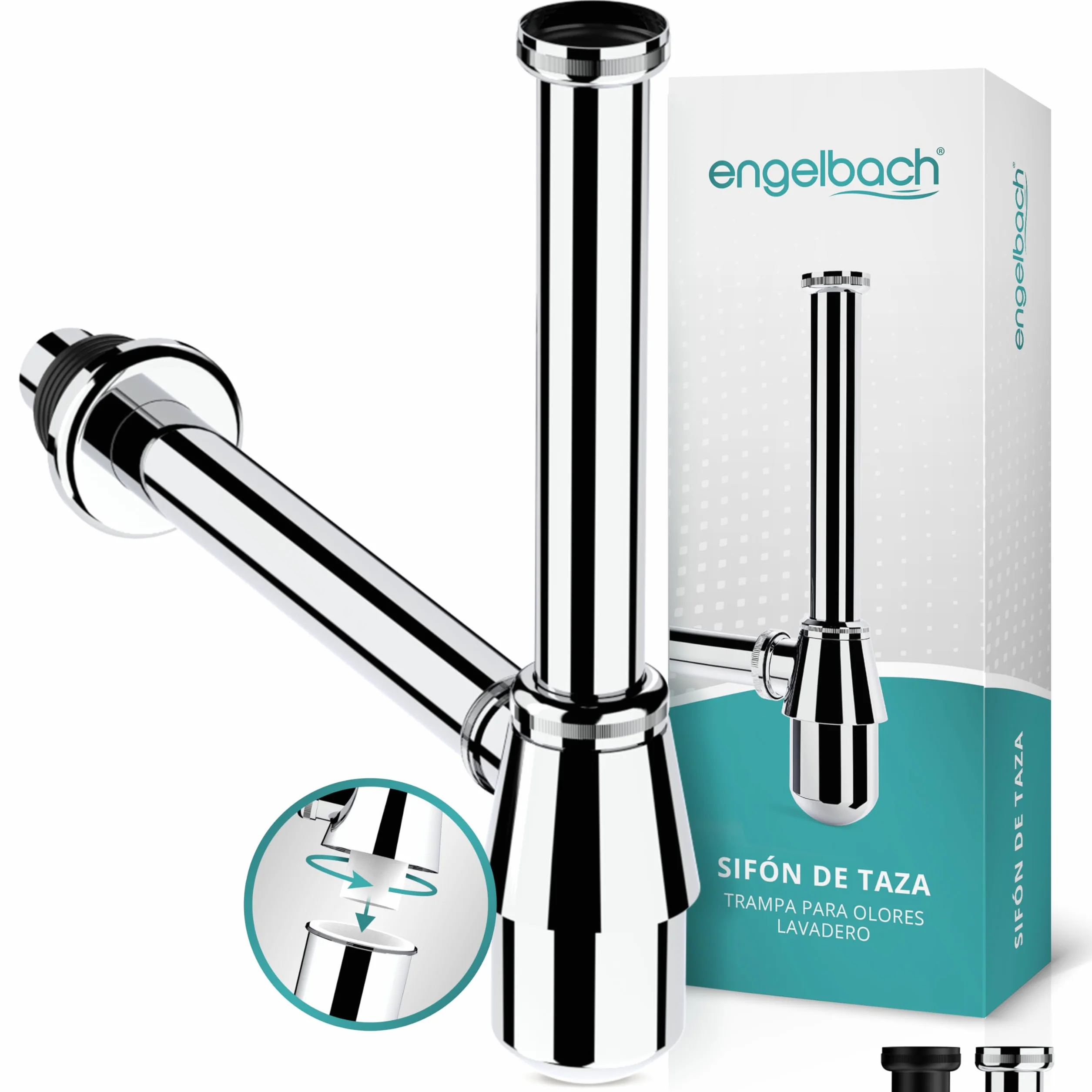 Engelbach Sifón Lavabo Universal Flexible 1 1/4" Cromado Antiolores