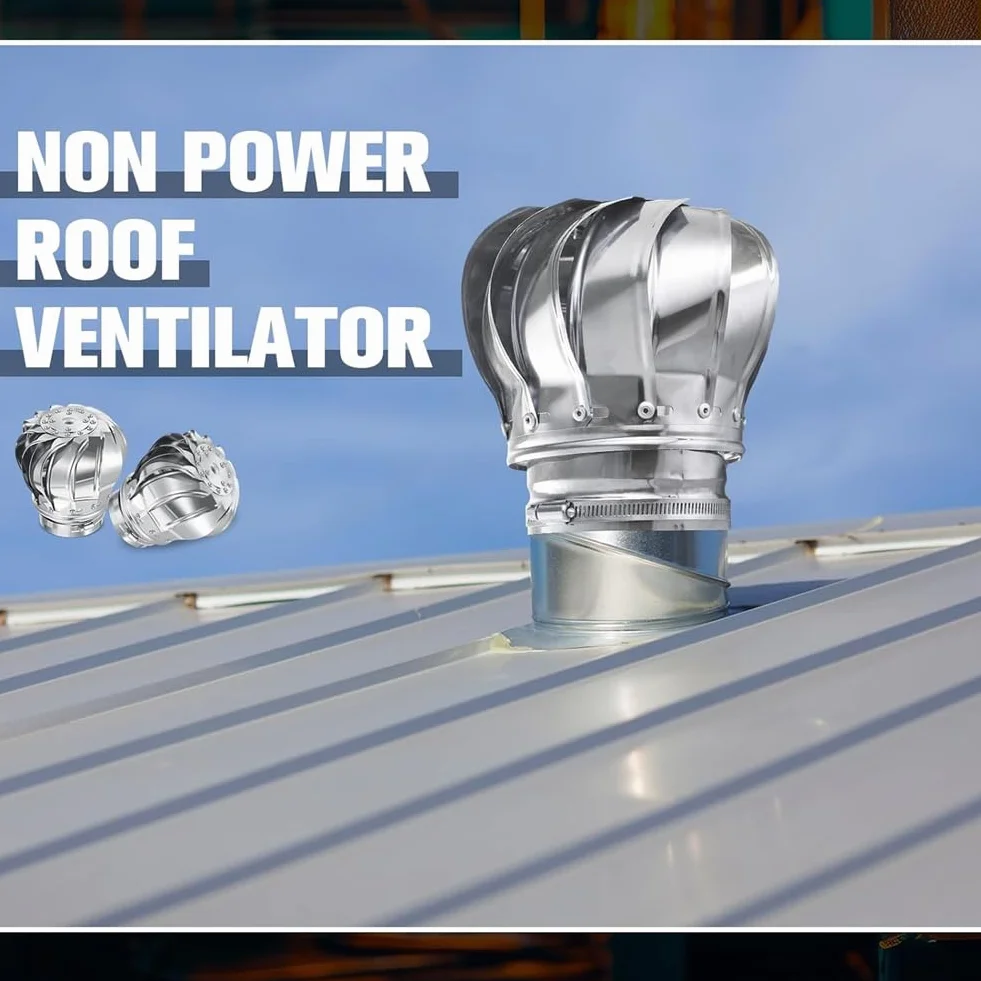 2 Unidades de Ventilador de Techo Sin Energía 110mm, Turbinas Eólicas, Ventilación de Ático para Casas, Fábrica, Ático, Granja, Ventilador con Tapa de Ventilación A Prueba de Fugas