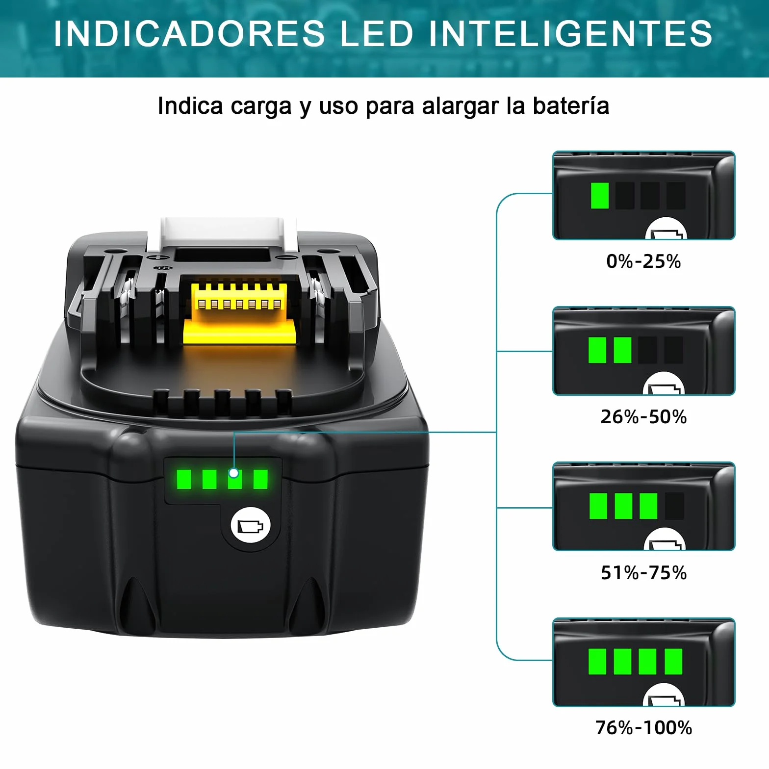 Batería de Repuesto para Makita 18V: 8000mAh Li-Ion Compatible con BL1860B BL1840 BL1830 BL1815 BL1835 BL1850B BL1845 194205 con batería de Herramientas LED (2 Unidades)