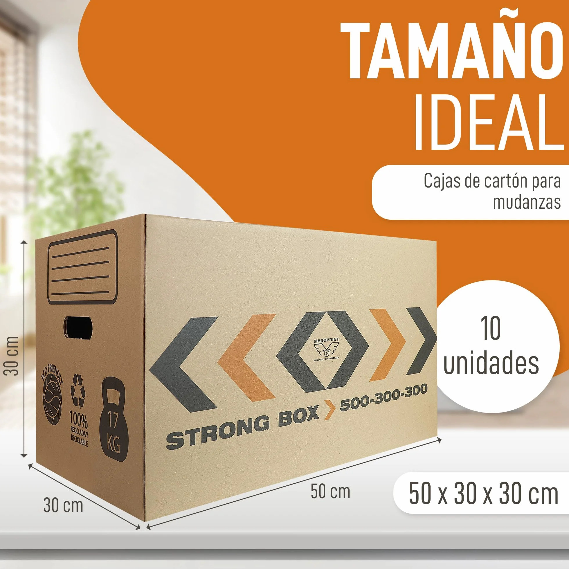 Cajas Mudanza Talla L 45 Litros 50x30x30cm Reforzadas Carton FSC Reutilizables