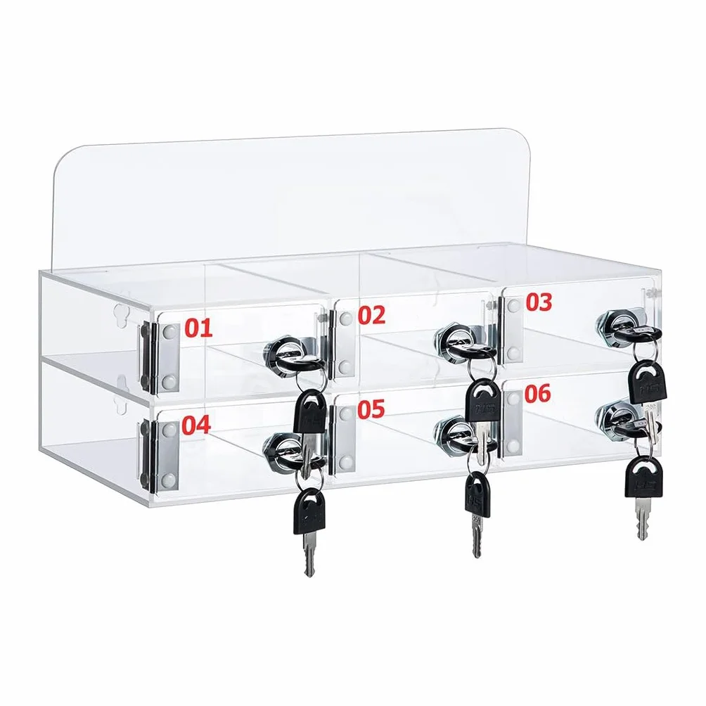 Caja De Almacenamiento Para Teléfonos Móviles 6-80 Ranuras Taquilla Transparente Con Cerradura Para Empleados Caja De Acrílico Para Teléfono Móvil Con Organizador De Bloqueo Para El Examen(6)