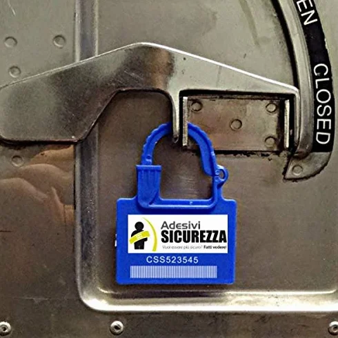 StickersLab – SELLOS DE SEGURIDAD DE CANDADO CON CIERRE DE PLÁSTICO / METAL Y NUMERO SERIAL (PLÁSTICO, 500 sellos)