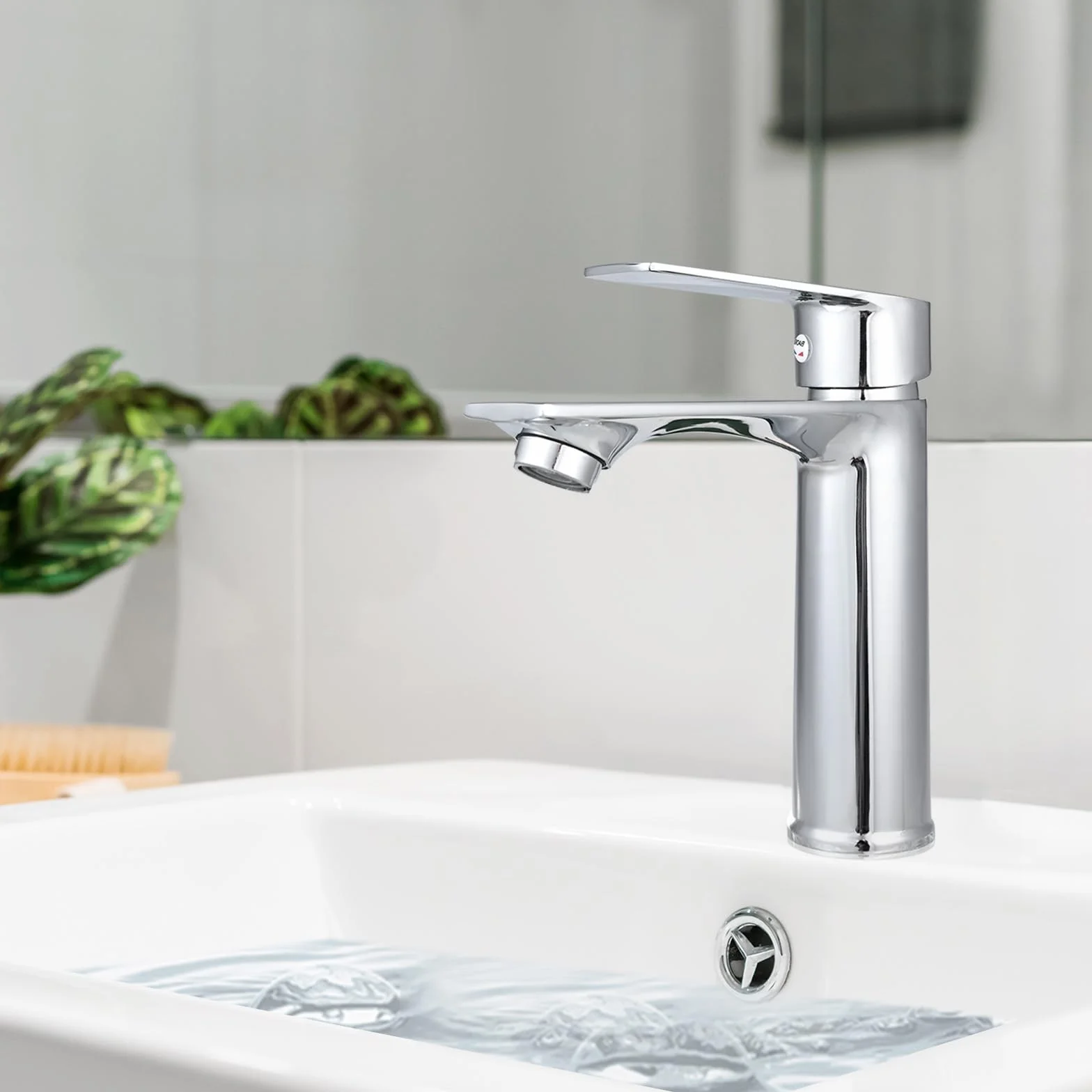 Cieex Grifo Lavabo Cromado Grifo de Baño Grifo Monomando de Lavabo Duradero Fácil Instalación