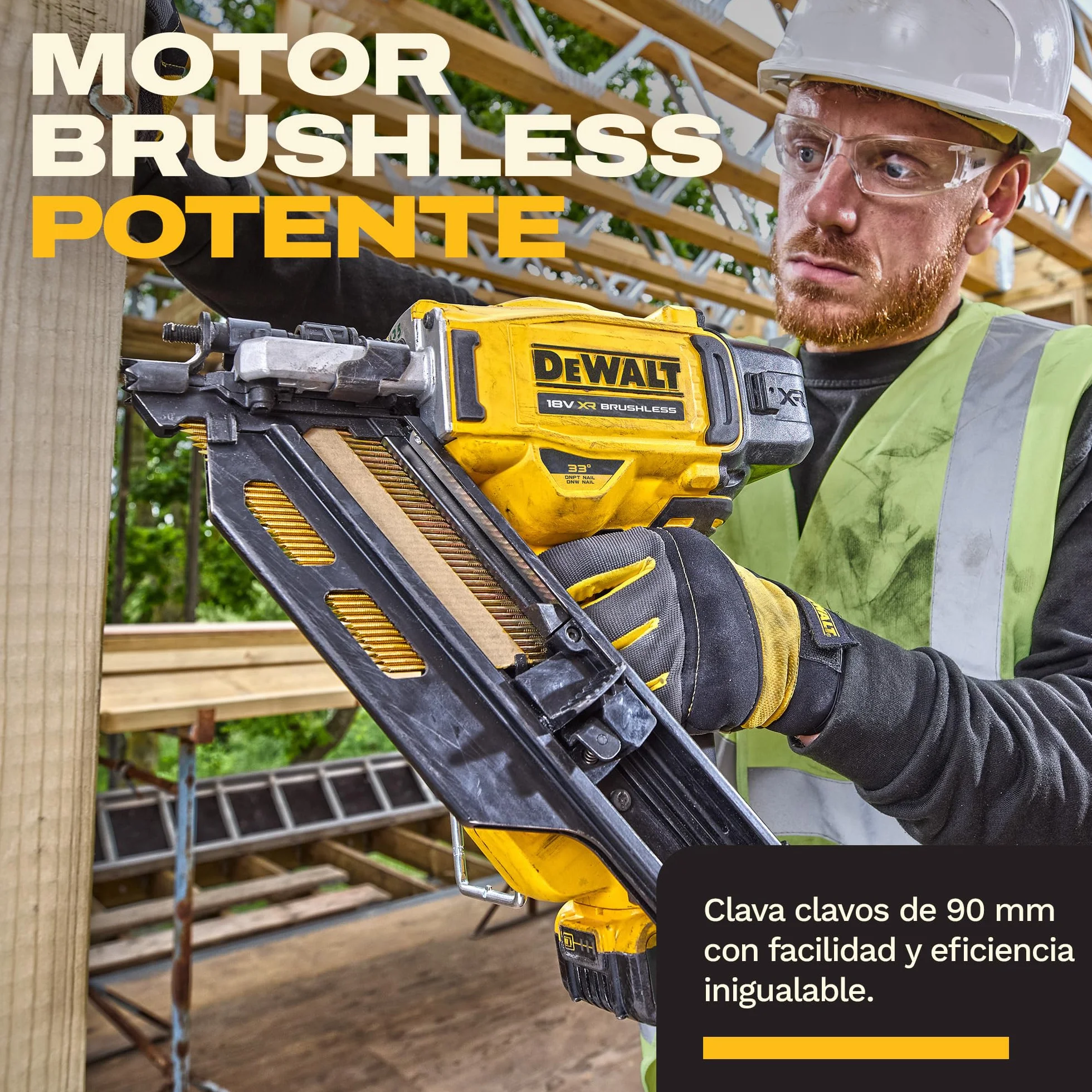 DEWALT 18V XR Clavadora de Estructuras Brushless de Nueva Generación, Solo herramienta, DCN950N-XJ