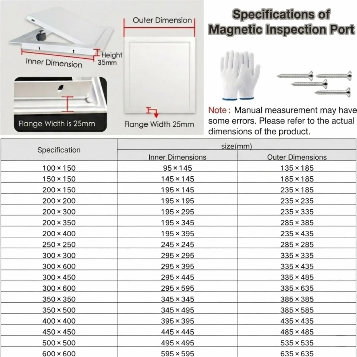 Tapa Cuadro Electrico Trampilla de Inspección Panel de Acceso Pladur Cubre Contador Luz Puerta Magnética Metal Empotrado Techo Aluminio Blanco, Multi-Talla 15x15 a 60x60 cm(White,300x400mm)