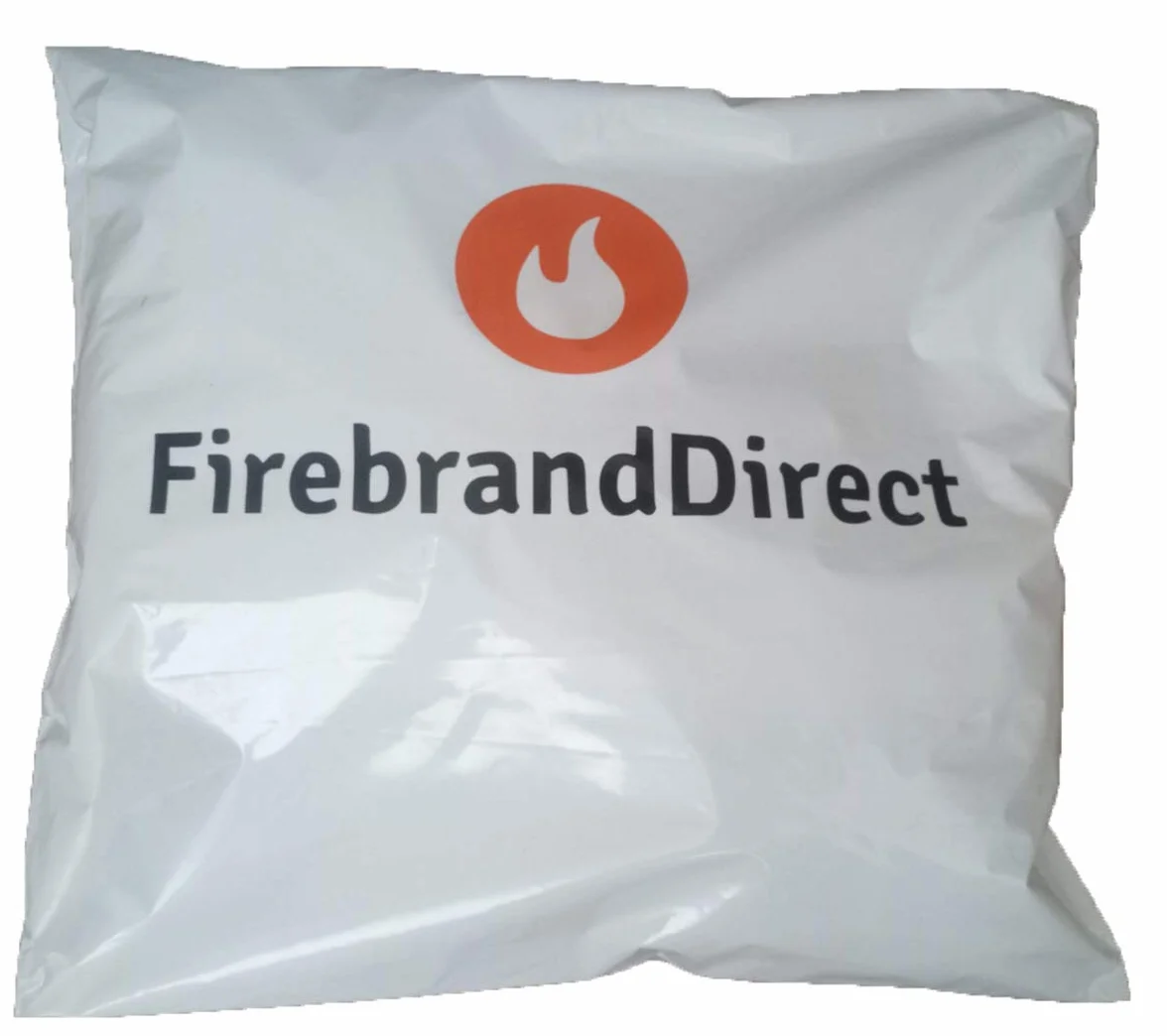 Caja de 20 carbones medianos para estufa a gas de Firebrand, embalaje de la marca
