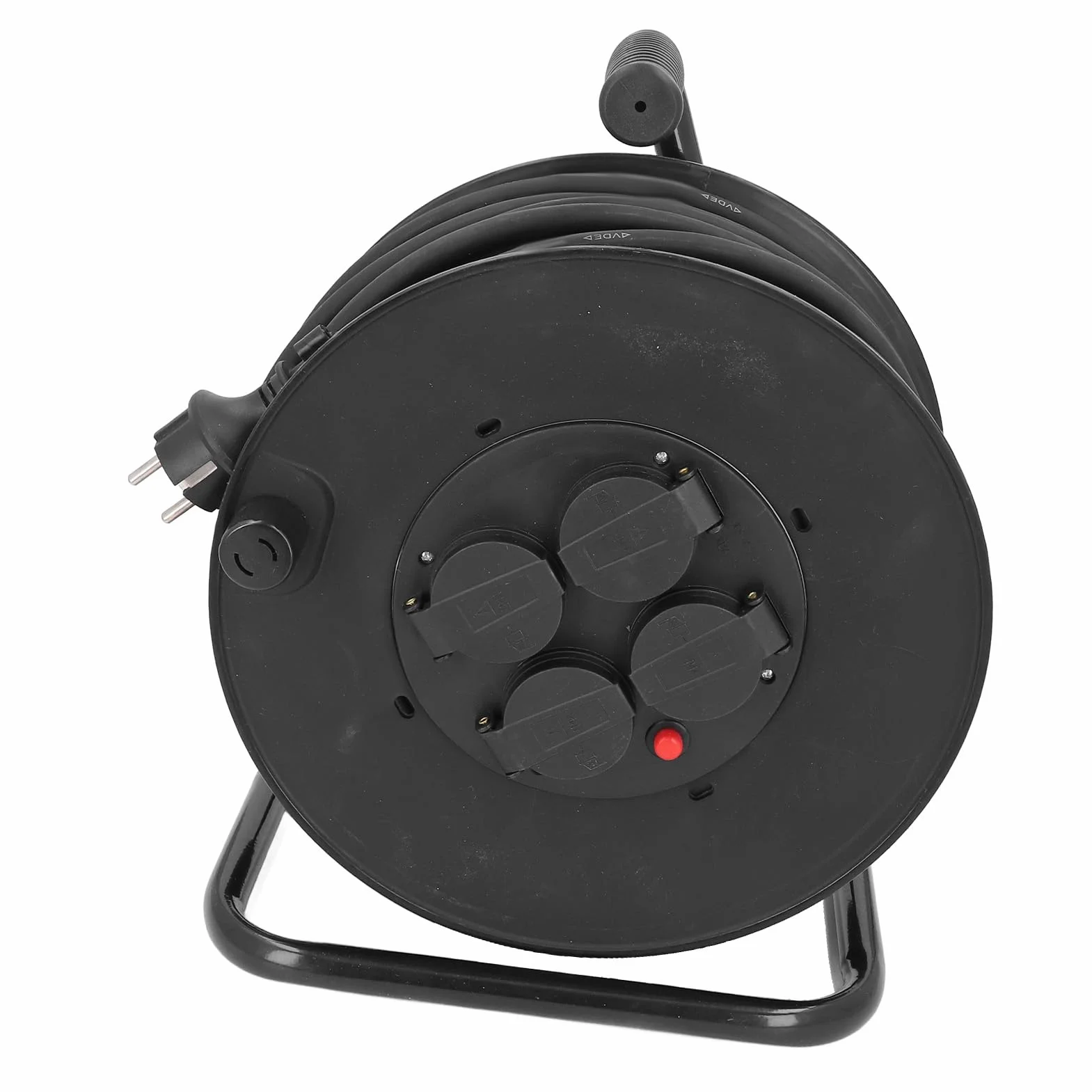 Hyuduo Carrete de Cable Carrete de Cable de Extensión para Exteriores 35 M H05RR F mm² 4 Enchufes IP44 Acero Inoxidable PP Neopreno Cobre para Jardín Taller Uso en el Lugar de Trabajo