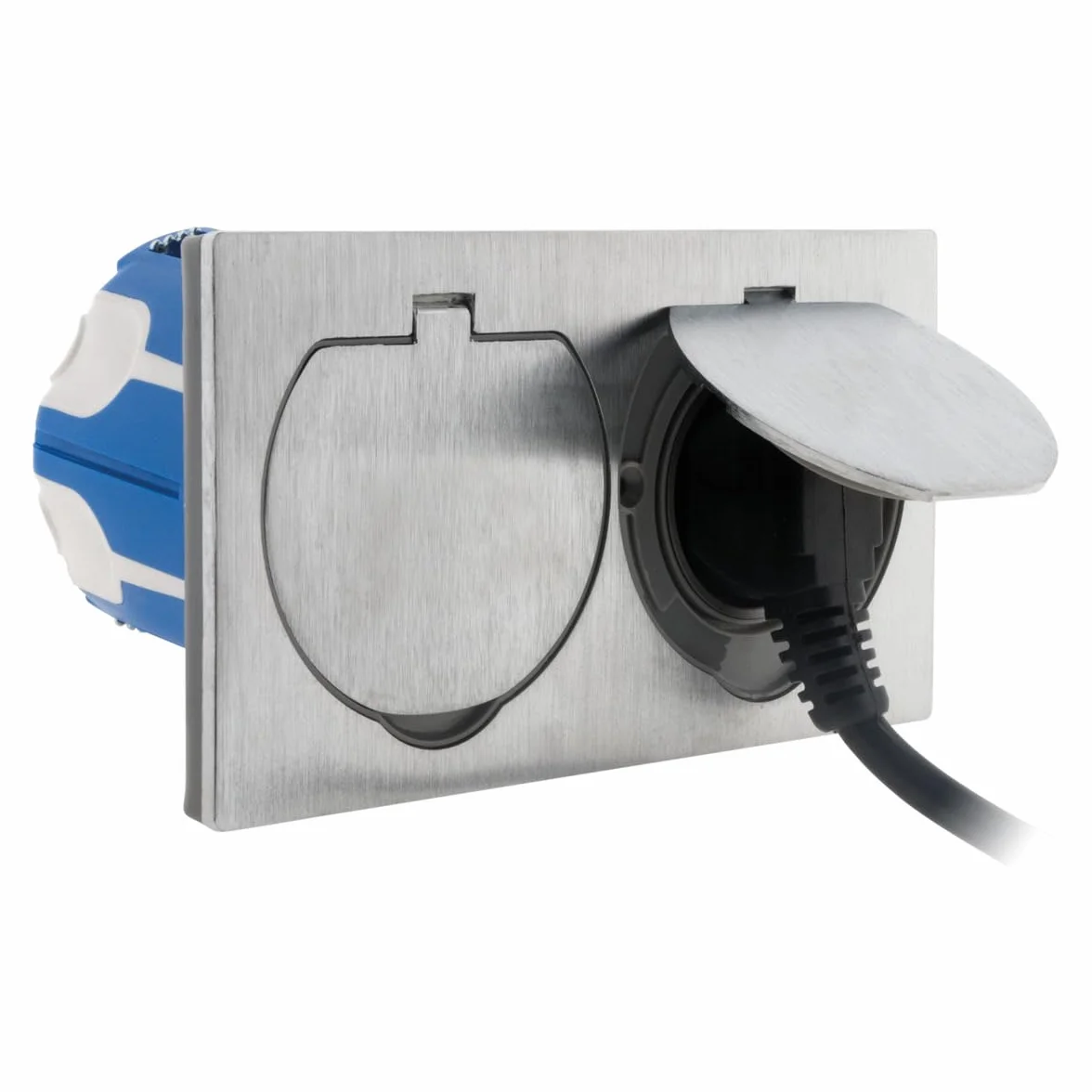 Zenitech - Toma de suelo 16A 2P+T acabado aluminio cepillado - IP55 doble