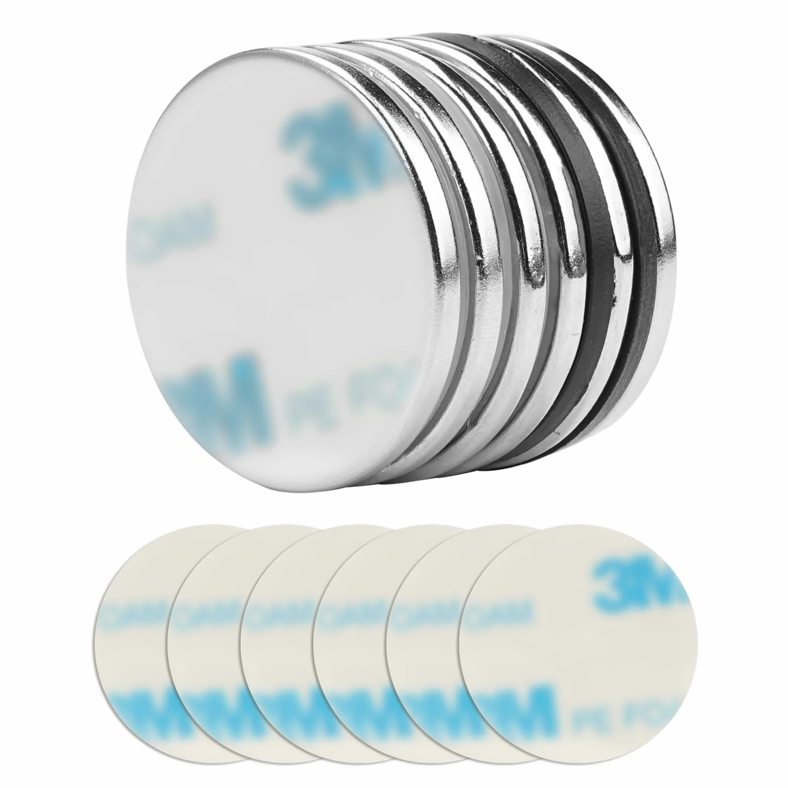 Imanes De Neodimio Fuertes 30x3mm, 6 Piezas, Portante 8 Kg, con Autoadhesivos