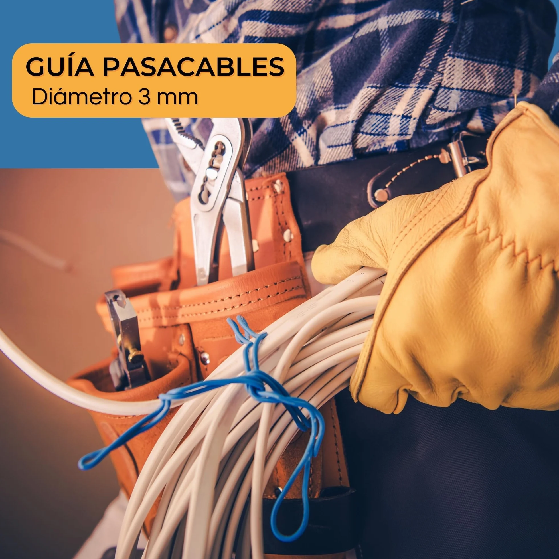 TECHZOCO Guía Pasacables de nylon, Pasacables de Nylon, Guía de Cableado Flexible, Tiracables de Nylon, Guía para Instalación Cables, Terminales Mixtos, Acero + Nylon, diámetro 3 mm x 5 metro largo