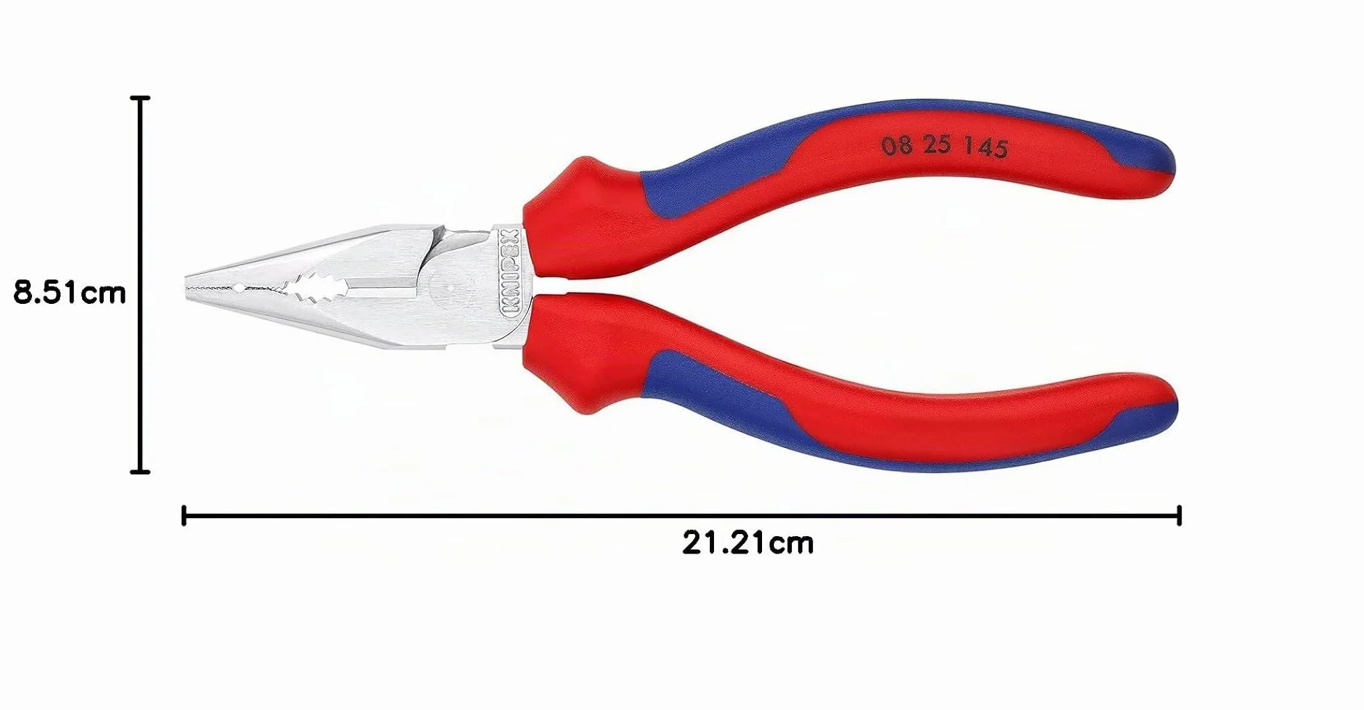 KNIPEX Alicate universal en punta con cartulinas autoservicio cromado con mangos confort 145 mm, 08 25 145 SB