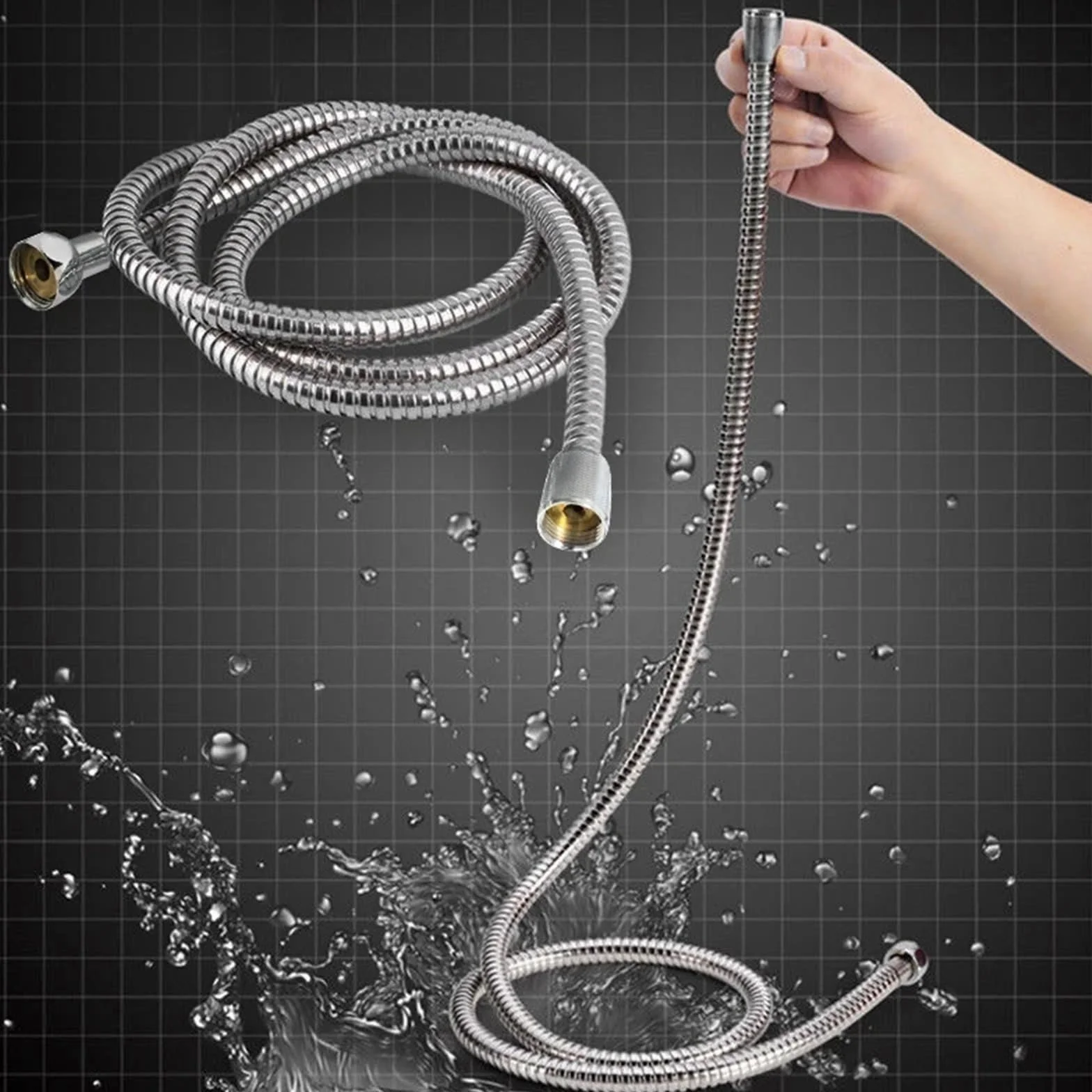 Manguera Ducha Tubería de Agua Flexible for el hogar, Cabezal de Ducha de Acero Inoxidable, Manguera de plomería cromada, Accesorios de conducto de Agua Extensible for baño(3.0M)