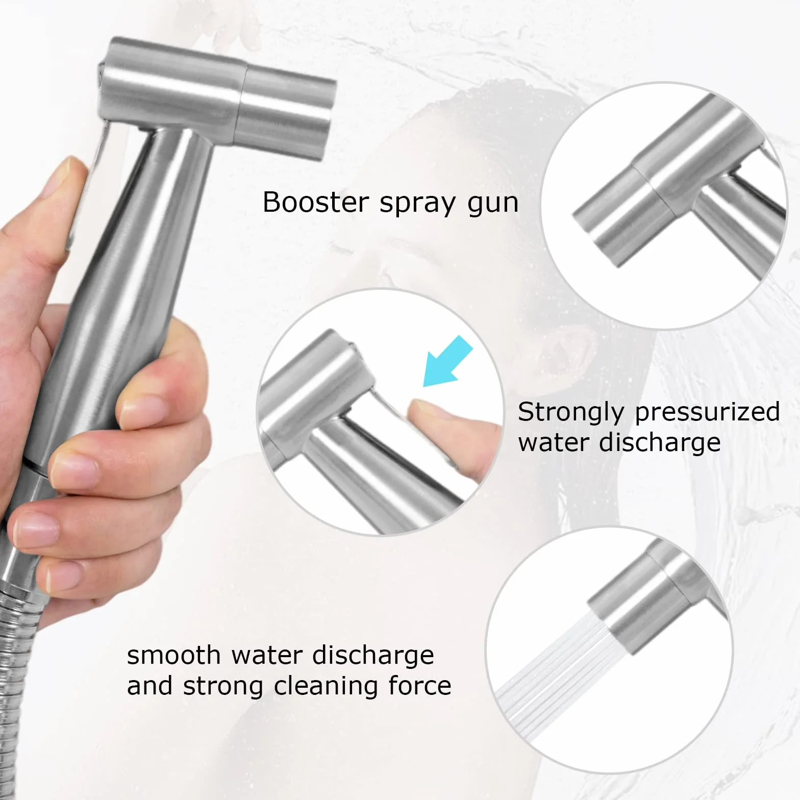 LOSCHEN Pulverizador de Bidé Para Inodoro, Pulverizador de Mano de Acero Inoxidable Para WC, Grifos de Bidé Shattaf Pulverizador