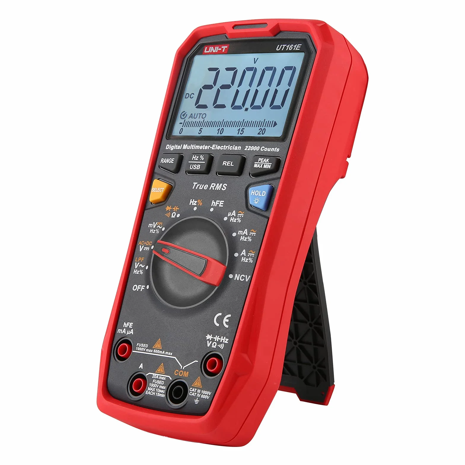 UNI-T UT161E True RMS Multímetro Digital, 1000 V AC/DC, 20A, 220MHz