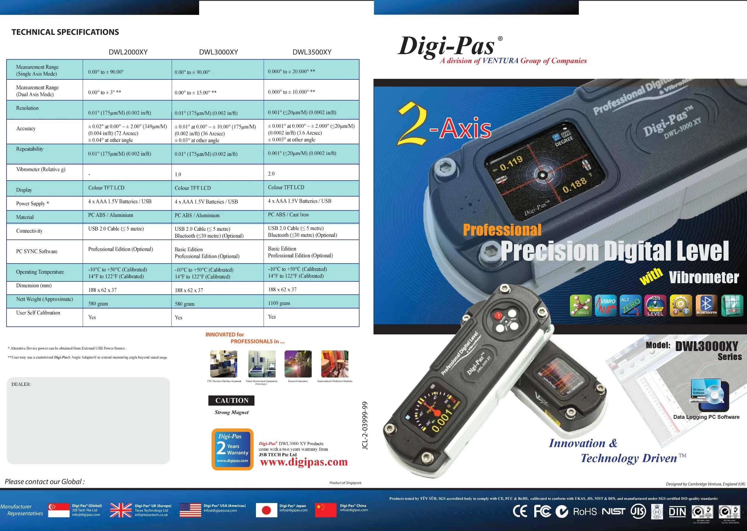 Digi-Pas Digi-Pas DWL3500XY - Nivel digitales