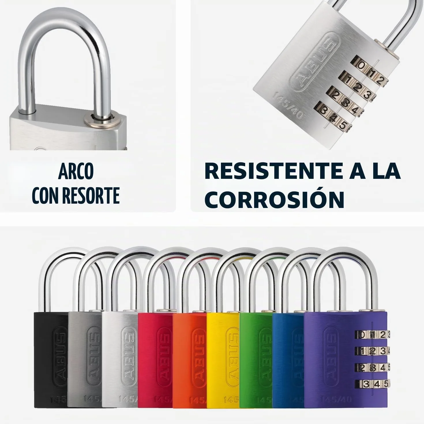 ABUS Candado de combinación 145/40 verde - candado para maletas, taquillas y mucho más - candado de aluminio - código numérico personalizable - nivel de seguridad ABUS 4