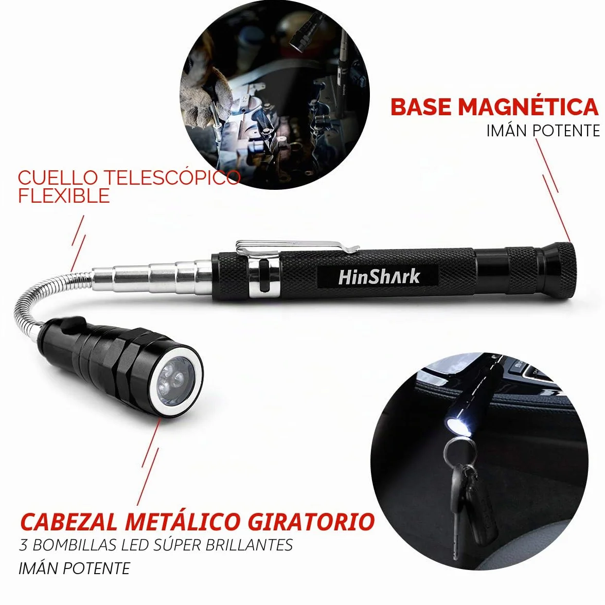 Hinshark Regalos para hombres, herramienta magnética LED, regalos para hombre para papá, regalos para él, regalos de cumpleaños para papá para hombres que lo tienen todo, regalos secretos de Navidad
