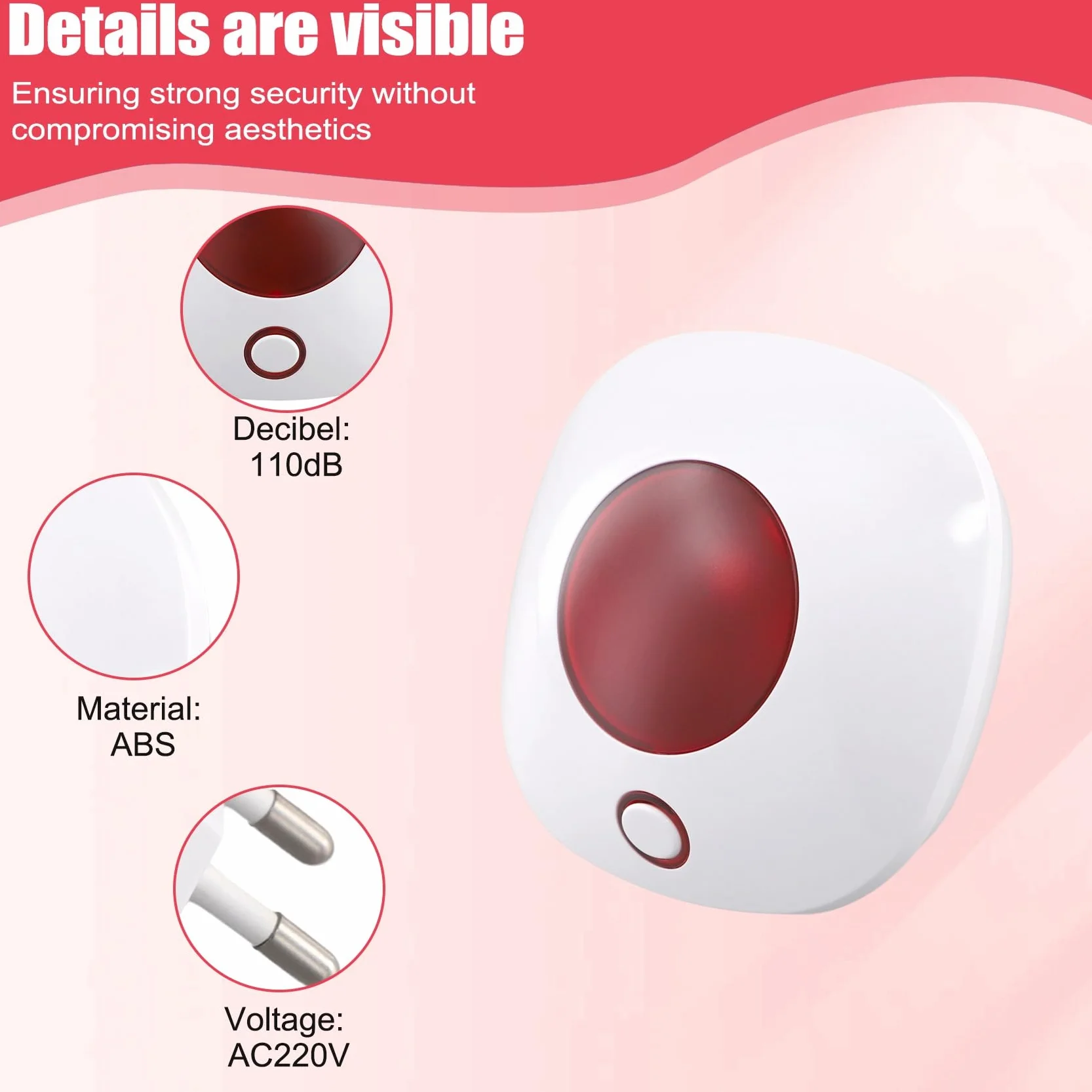 Sirena de Alarma con Luz de Sonido Inteligente WIFI 110dB TUYA Sirena de Protección de Seguridad de Seguridad de Alarma para el Hogar Enchufe Europeo