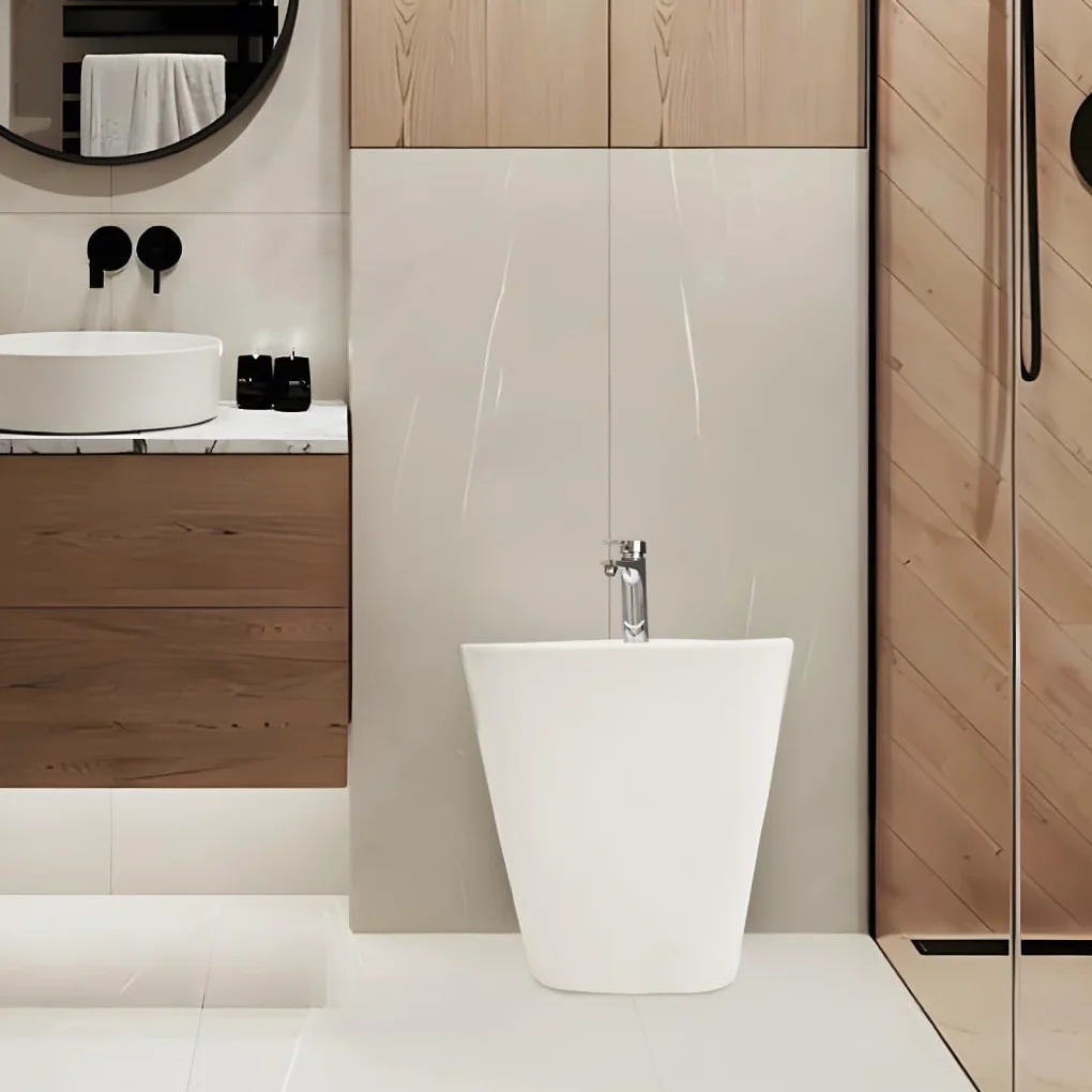 INODORO Completo con BIDET, Inodoro y Bidet Blanco, Pack Wc Inodoro, Retrete con Bidet para Hogar, Sistema Rimless Antibacterias, Tapa Dura Extrafina Amortiguada, Salida Dual