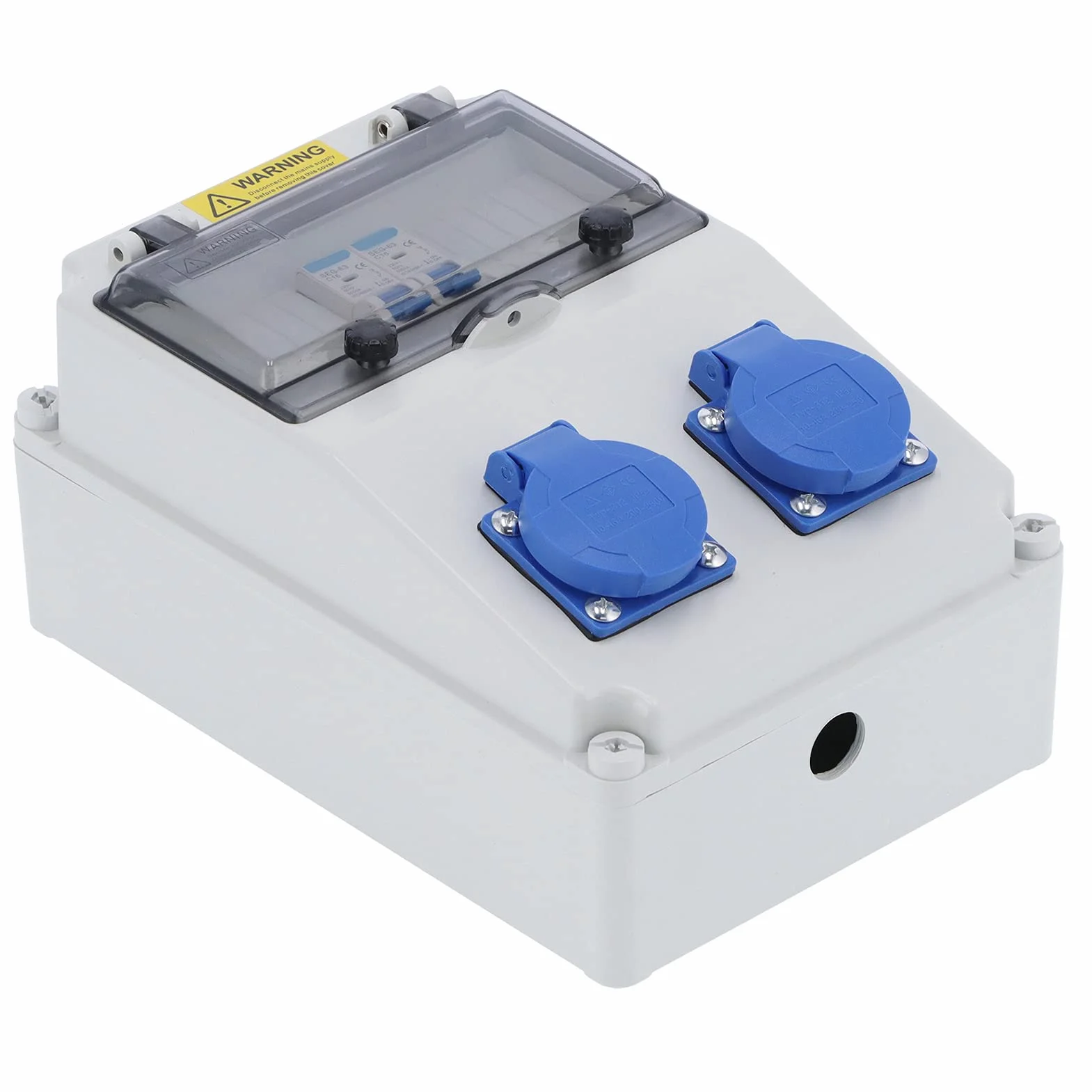 Distribuidor de pared de 2 posiciones, 16 A 220 – 250 V, distribuidor de corriente de construcción, distribuidor de corriente para montaje en pared, IP65 (enchufe de la UE)