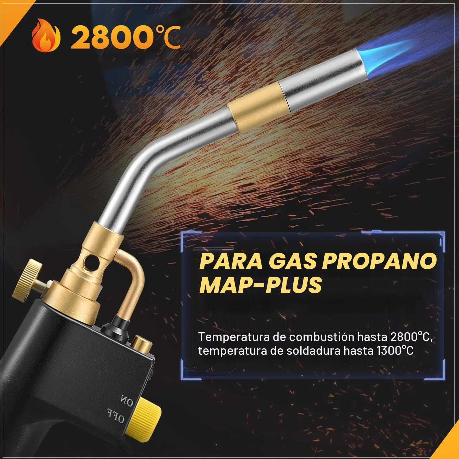 Antorcha de Propano MAPP para Soldadura Fuerte de Fontanería - Piezoeléctrica, Utilizada para Soldar y Quitar Pintura - Excluye Cilindro de Gas