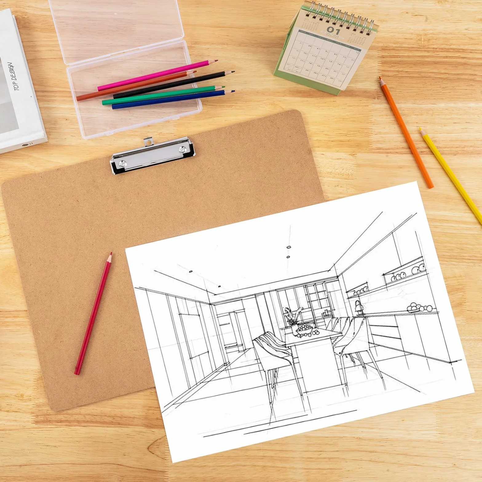 Grande Portapapeles A3 de Madera, 2 Piezas, Horizontal, MDF para Escritura y Dibujo
