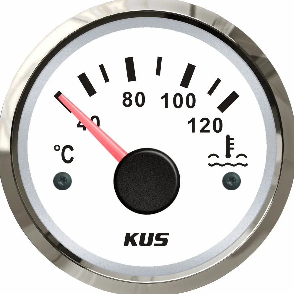 KUS - Indicador de temperatura del agua impermeable de 40 a 120º C con luz de fondo de 12 V/24 V 52 mm