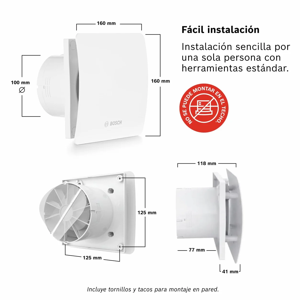 Bosch Extractor de baño 1500 100mm Ventilación para baño y WC