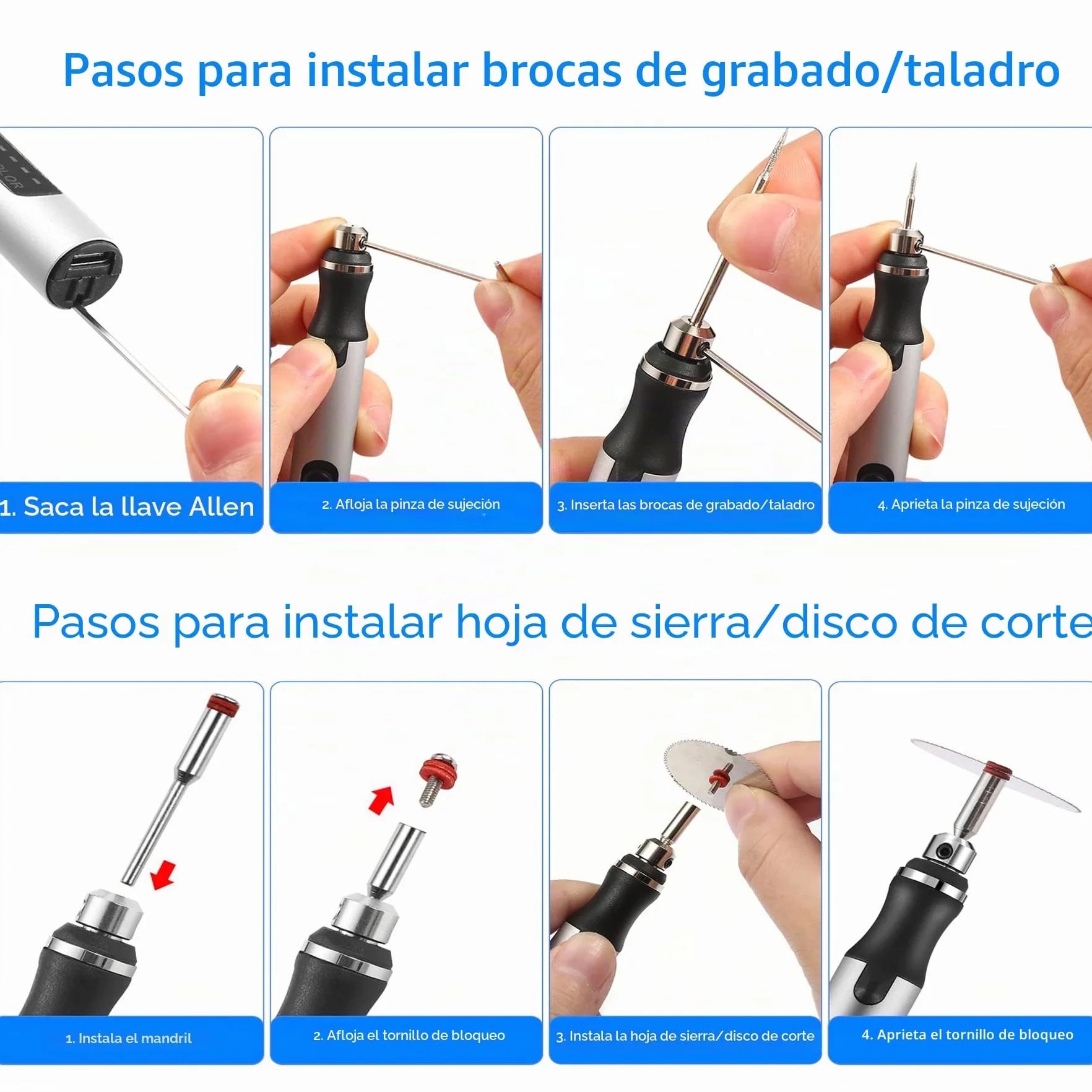 Uolor Kit de herramientas de grabado inalámbrico USB recargables, mini grabador eléctrico, herramienta de grabado portátil, herramienta multifunción para joyas, cristal, madera, plástico, metal