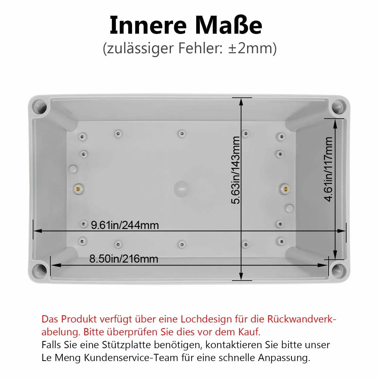 LeMotech Caja de derivación impermeable IP67, caja eléctrica de plástico ABS, carcasa a prueba de polvo para electrónica, cajas de conexiones para proyectos de bricolaje, gris, 250 x 150 x 130 mm