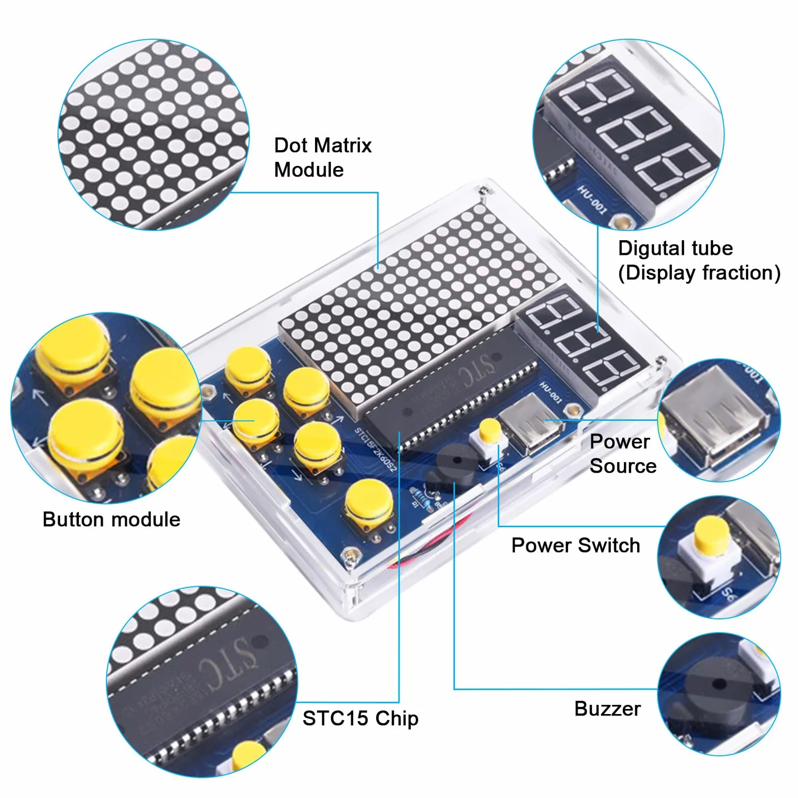 DIY Elektronik Bausatz,DIY Spielkonsolen-Handset mit Acrylgehäuse,Lötübungsset,Lötübungsset,Löt Bausatz kit mit Display für Minint-Schulbildung