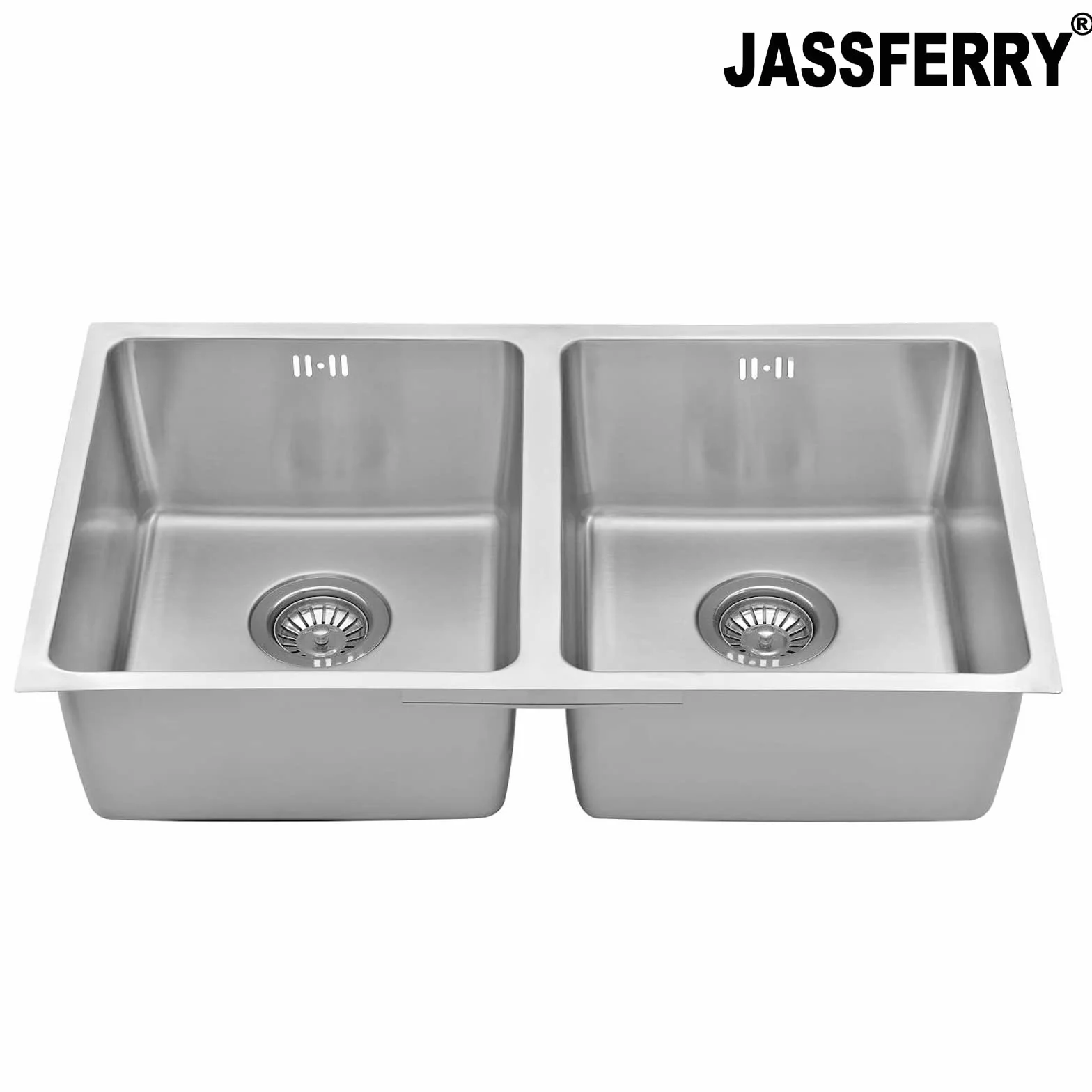 JASSFERRY Fregadero de cocina dos senos, de Acero Inoxidable, bajo encimera, con colador de residuos