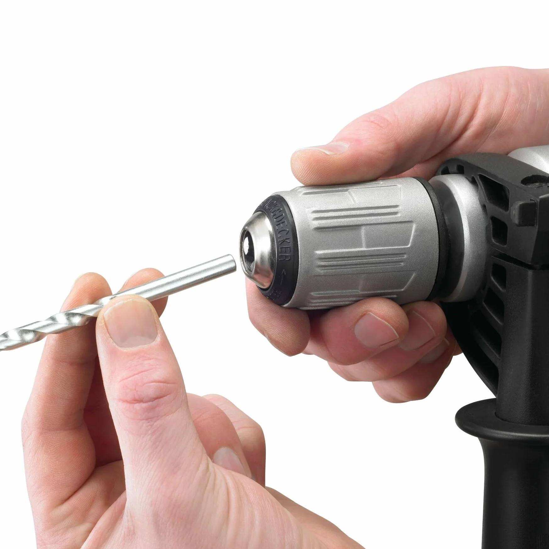 BLACK+DECKER Taladro percutor 1100W, 2 velocidades mecánicas, acción de percusión, sistema reversible, tope de profundidad, empuñadura antideslizante, incluye maletín y accesorios, KR1102K-QS