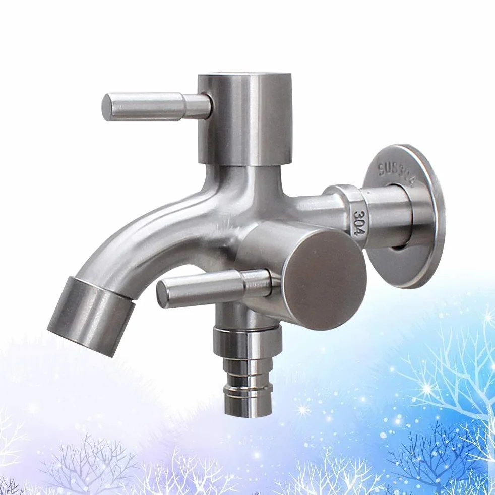 Yardwe Grifo Doble Salida Inoxidable 304 Para Lavadora Y Cocina Con Control Independiente Del Flujo Compatible Con La Mayoría De Mangueras Instalación Fácil Para Hogar Y Lavadero