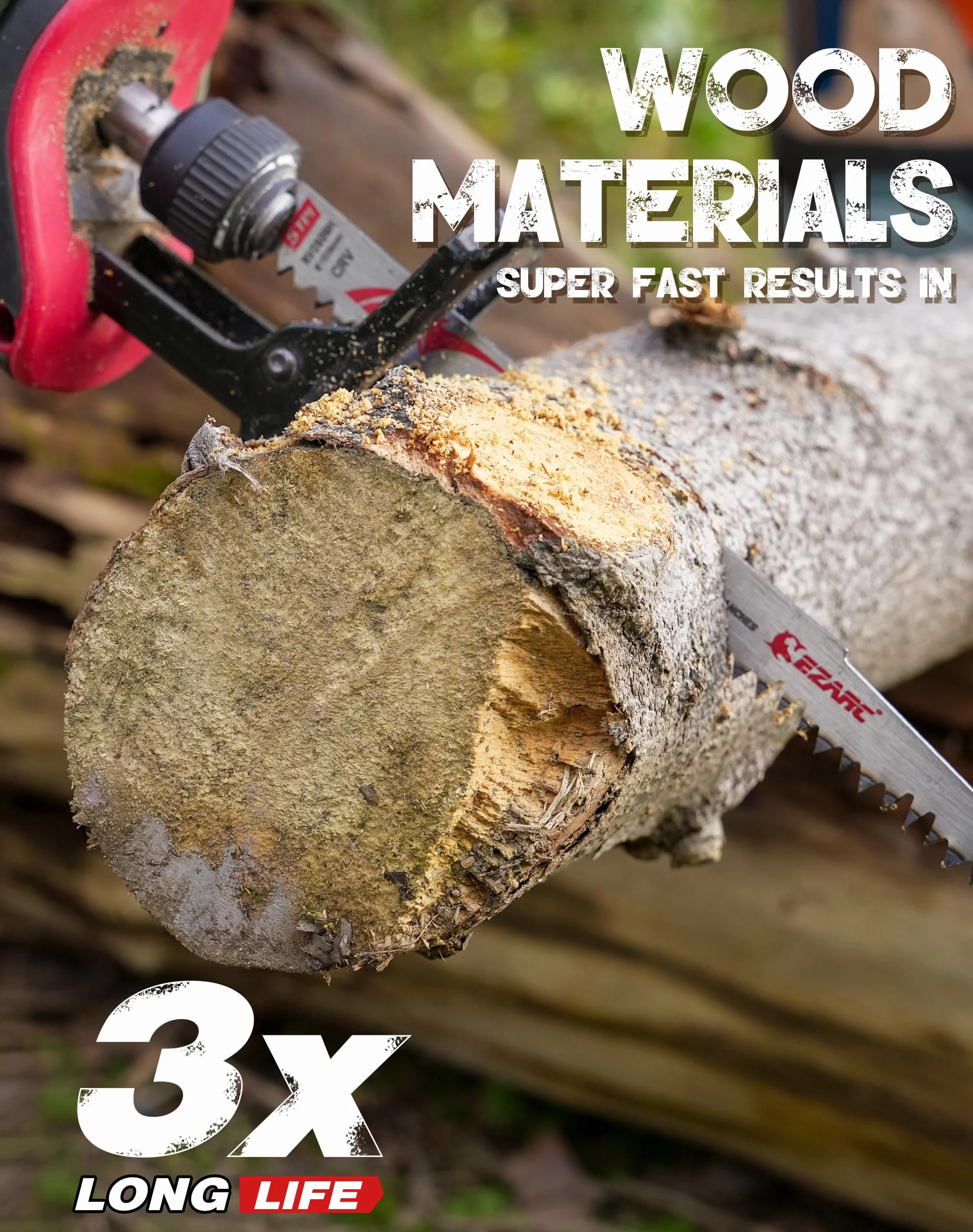 EZARC Hoja de sierra sable para poda de madera de 300mm, con dientes afilados en ángulo para podar árboles, corte de madera/madera húmeda, 10 piezas