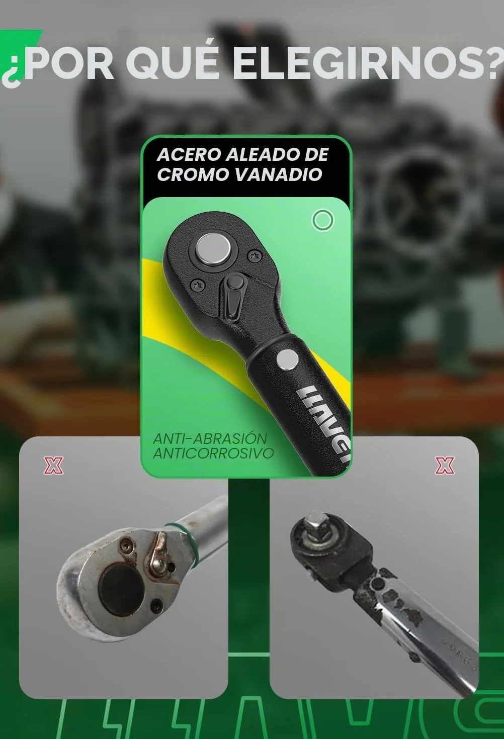 Llaves Dinamométricas de 3/8", 10-60 NM Llave de Torque, Precisión de Error ±3%, Click Llave Dinamométrica con Cabezal de Trinquete Reversible