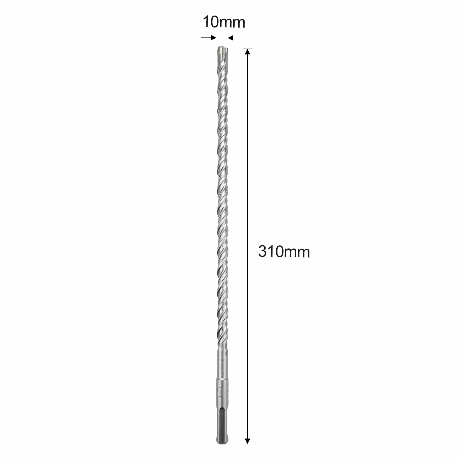 SDS Plus Punta para taladro para hormigón, 10 x 310 mm, con 4 puntas de metal duro y doble rosca, para hormigón, piedra, piedra natural