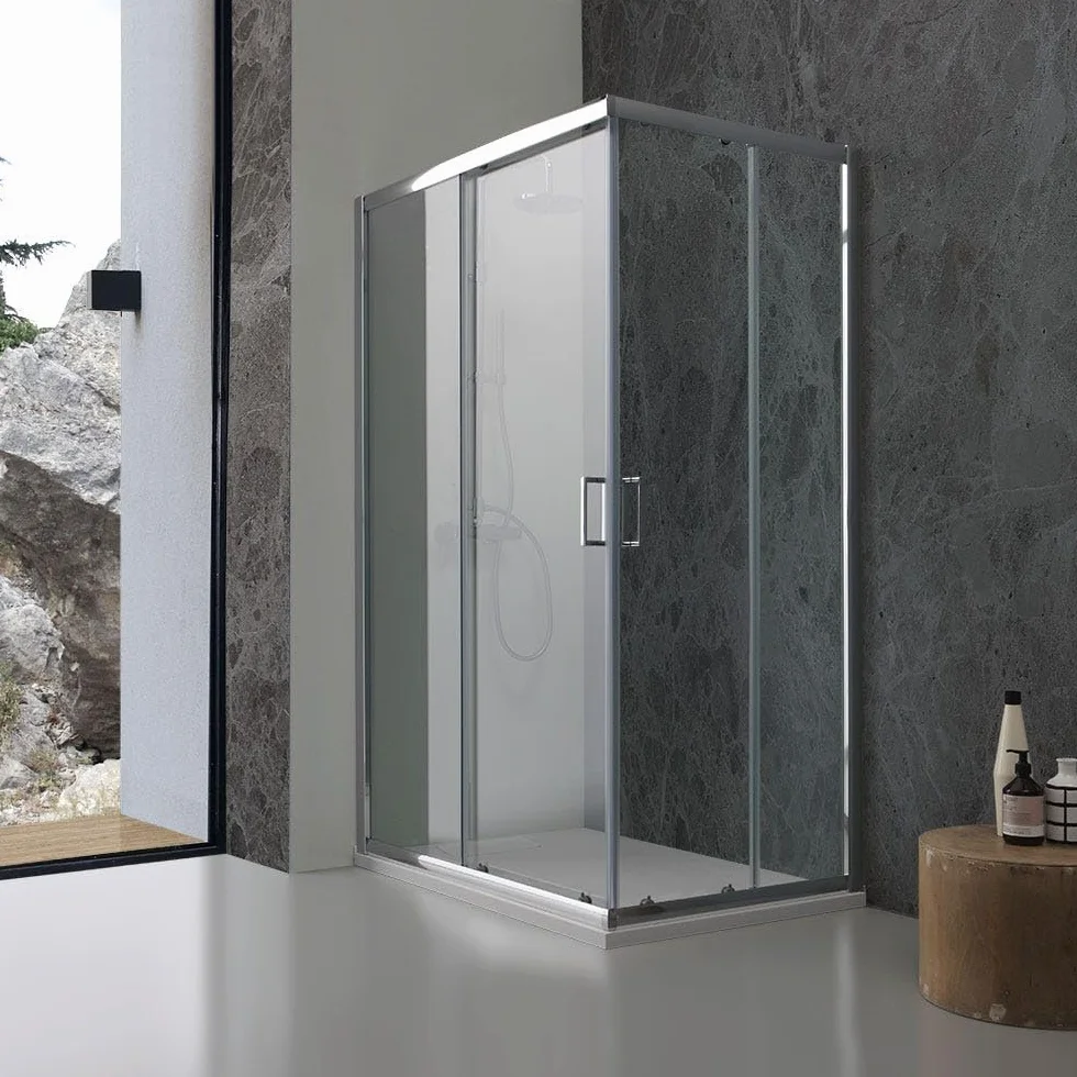 Kiamami Valentina - Ducha 70x120 con apertura en esquina, transparente, estructura de aluminio | Giada