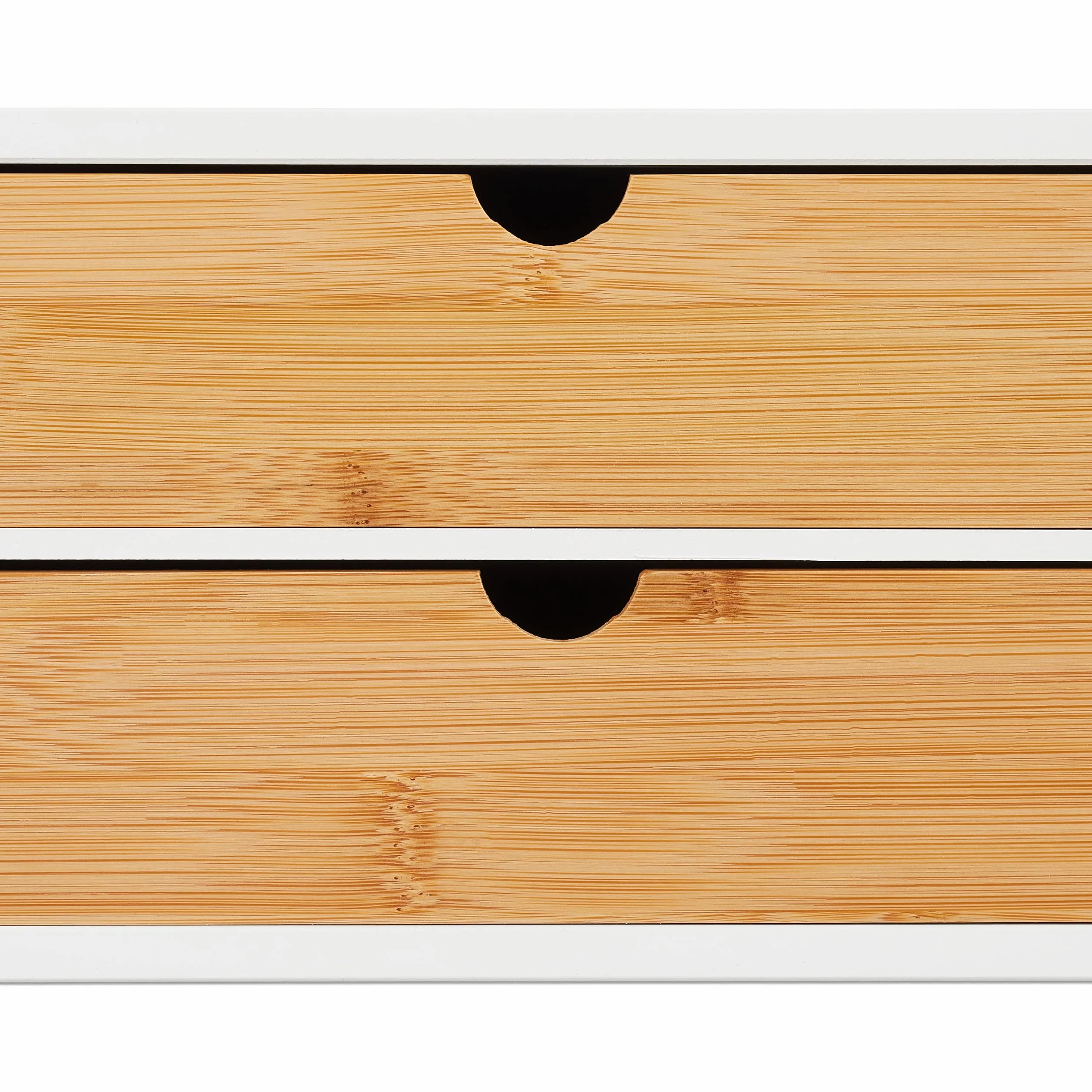 Relaxdays Organizador Escritorio 2 Cajones Bambú MDF 14x33x21cm Natural Blanco